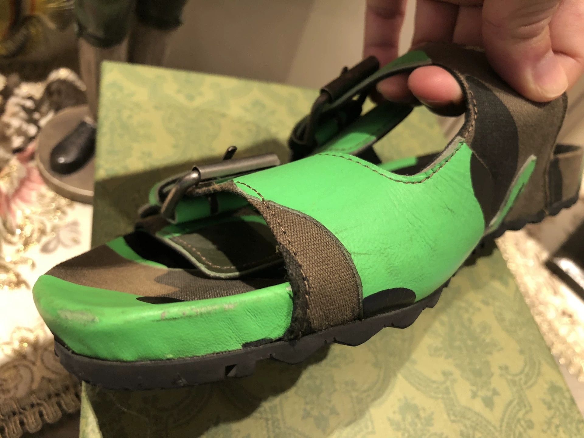 Valentino Valentino Green Camouflage Leather Sandals Size US 7 / EU 40 - 4 Thumbnail