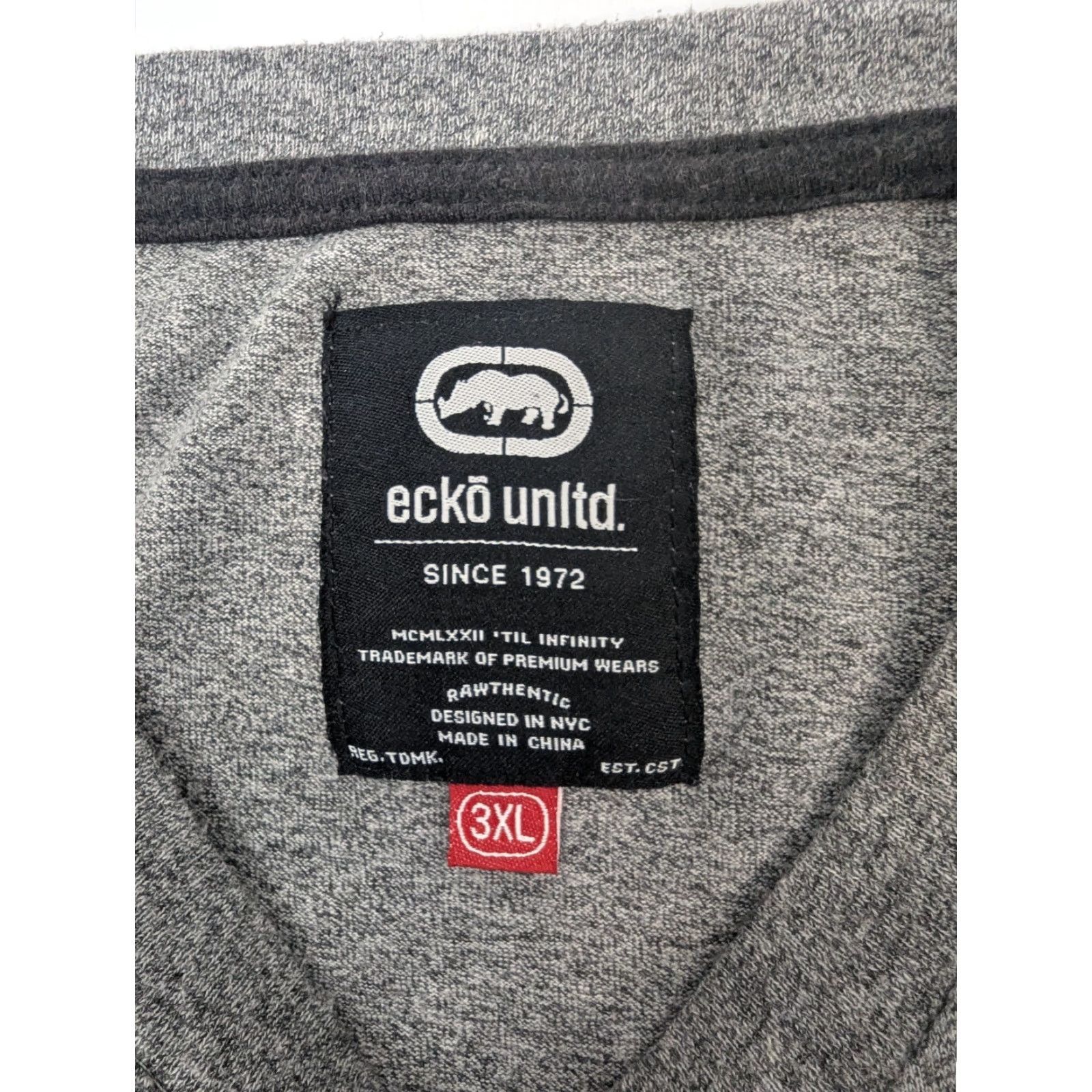 Ecko Unltd. VINTAGE Ecko Unltd T-Shirt Gray 3XL Logo Rhino Short Sleeve Tee Streetwear Mens Shirt Size US XXL / EU 58 / 5 - 6 Thumbnail