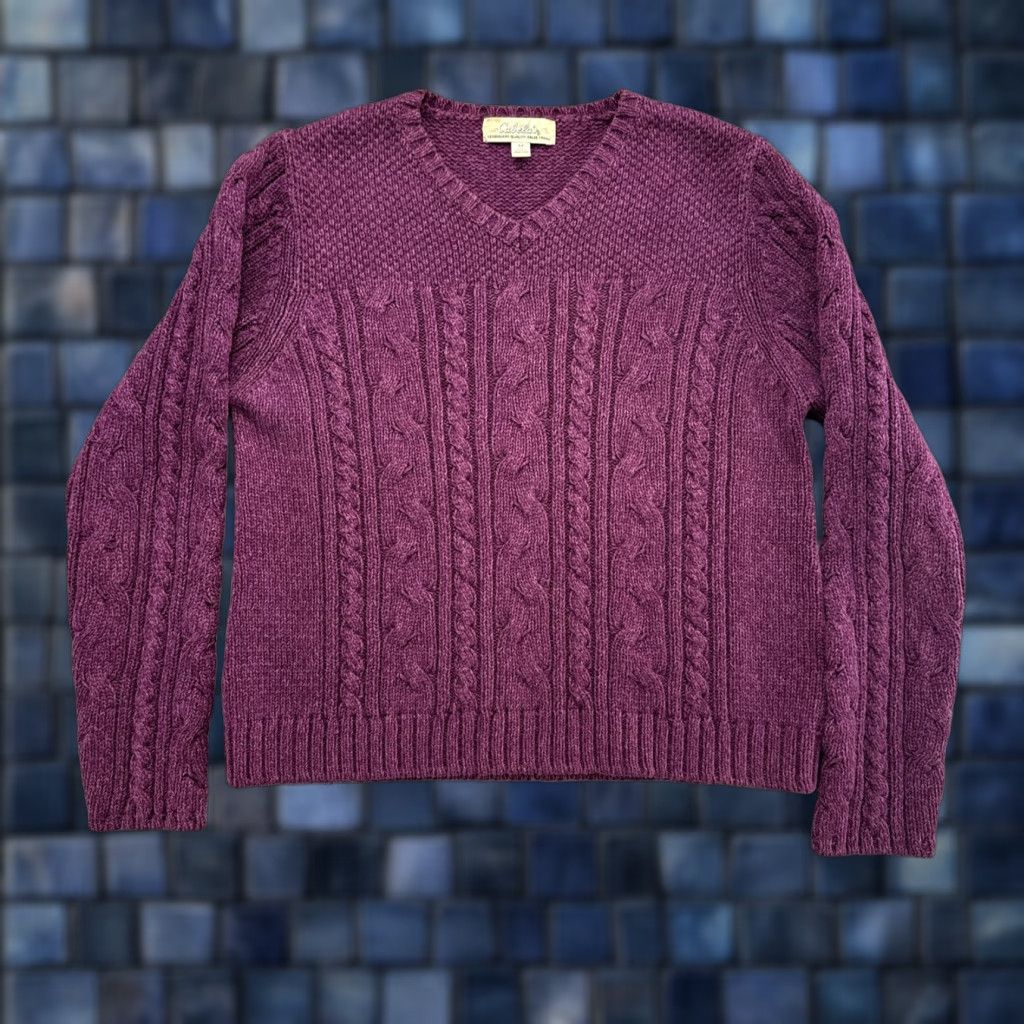 Vintage VINTAGE Cabela’s Sweater Cable Knit Maroon 100% Cotton Womens SZ M Cottage Knit Shirt Womens M Red Cable-Knit Pullover 90s Festival Women Size M / US 6-8 / IT 42-44 - 1 Thumbnail