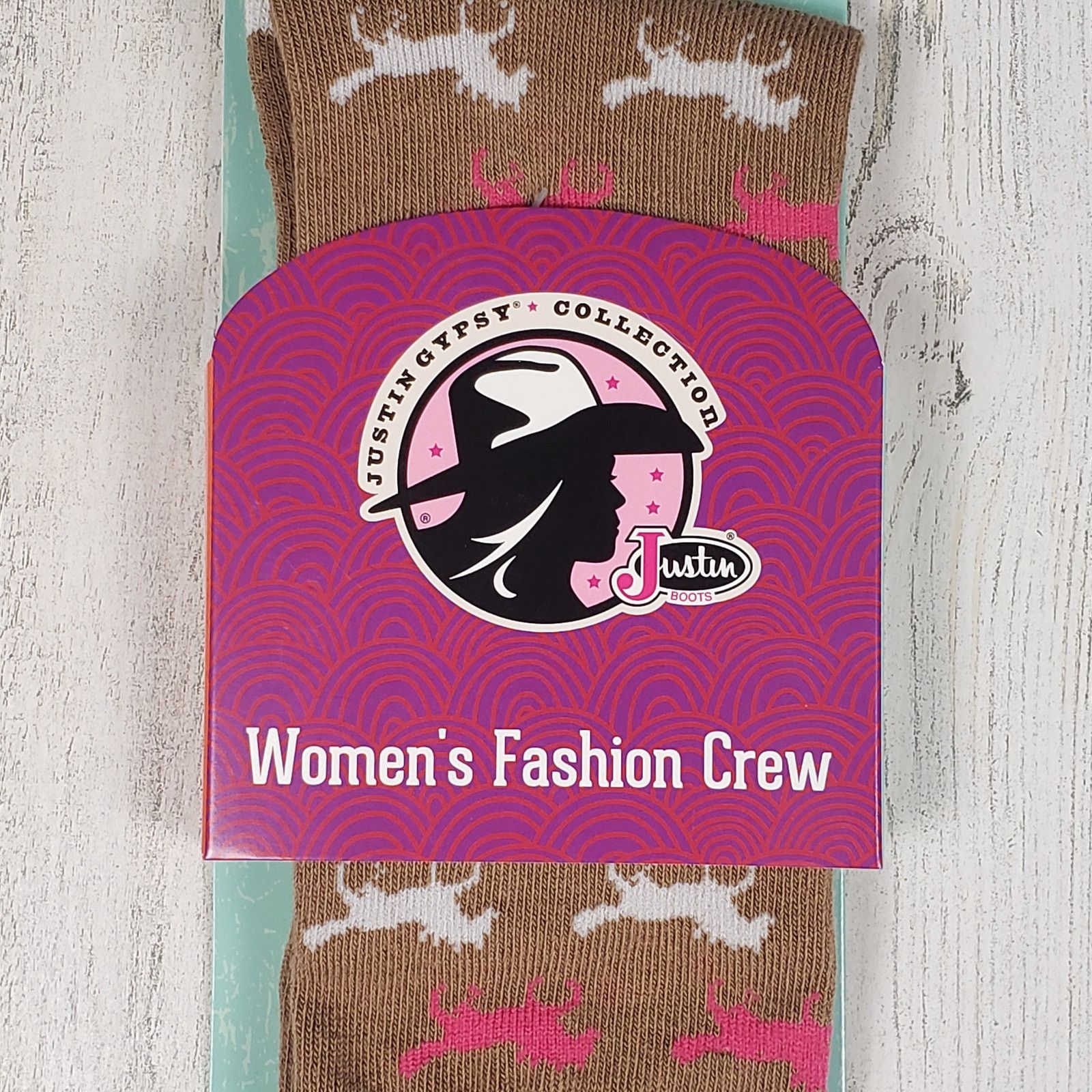 Justin NWT Justin Boots Fashion Cushioned Horse Crew Socks Small Size ONE SIZE - 2 Thumbnail