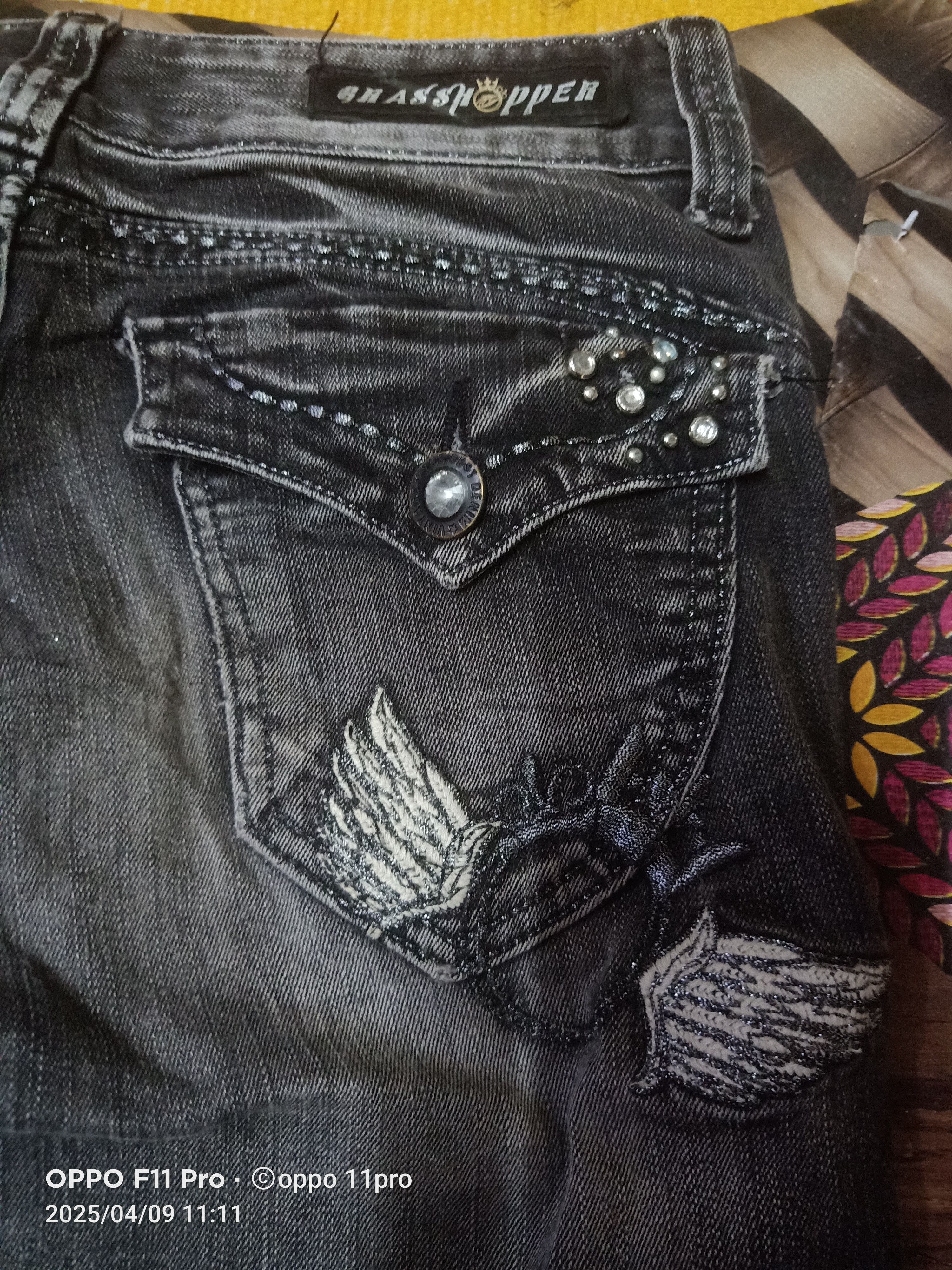 If Six Was Nine × Japanese Brand × Le Grande Bleu (L.G.B.) GrassShopper Flare Denim desiger wings Size US 29 - 5 Thumbnail
