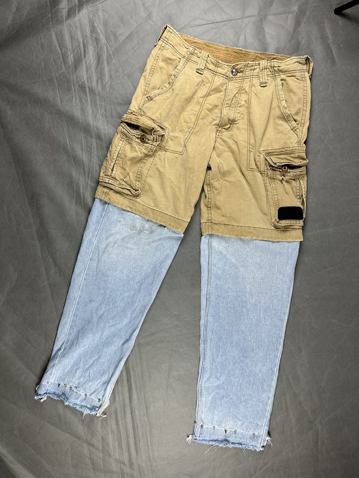Handmade Custom transformer distressed cargo jeans pants+shorts grung Size US 36 / EU 52 - 5 Thumbnail
