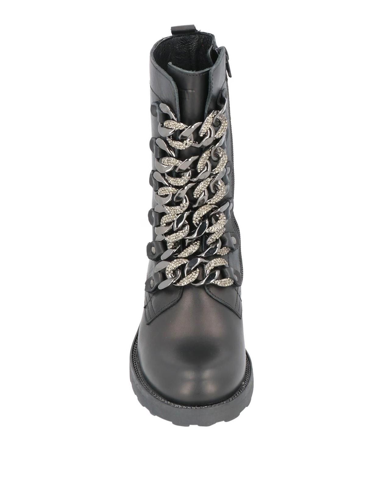 Custo Barcelona Cult Zeppelin leather boots black w chain embellished Sz 7 Size US 7 / IT 37 - 4 Thumbnail
