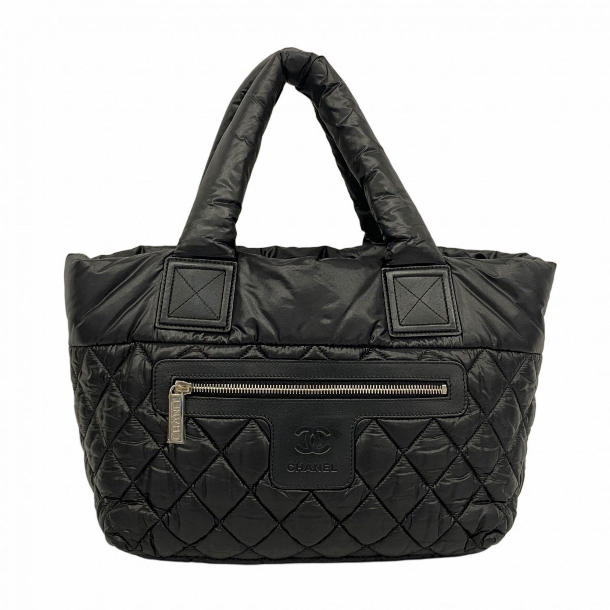 Chanel Tote Bag Coco Cocoon Nylon Black Women's