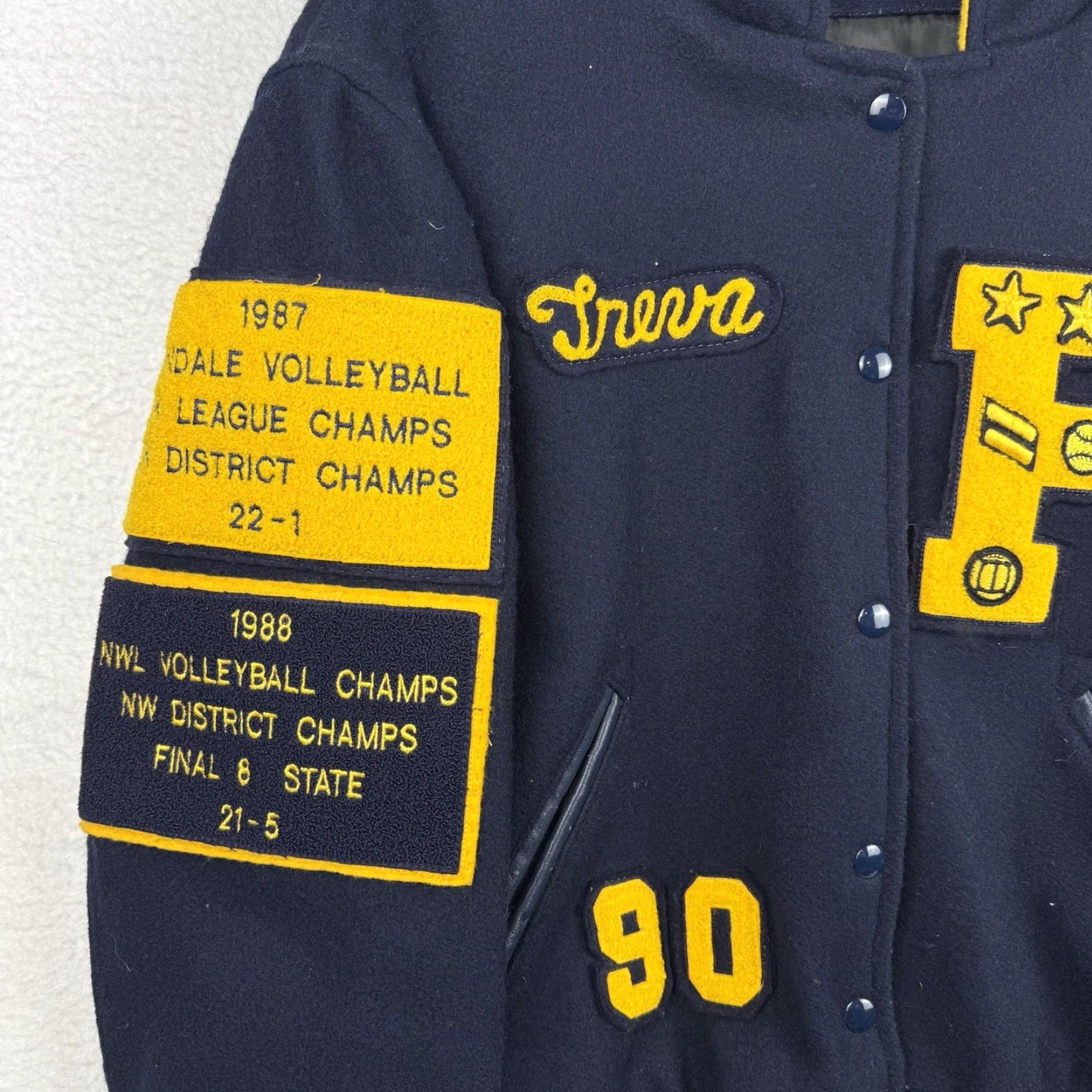 Vintage VINTAGE 80s Skookum Letterman Varsity Jacket Size 42 Zip Hood Eagle Chain Stitch Size US XS / EU 42 / 0 - 5 Thumbnail