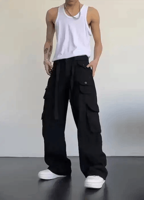 Japanese Brand × Vintage Streetwear Vintage black loose fit parachute cargo pant Size US 30 / EU 46 - 3 Thumbnail
