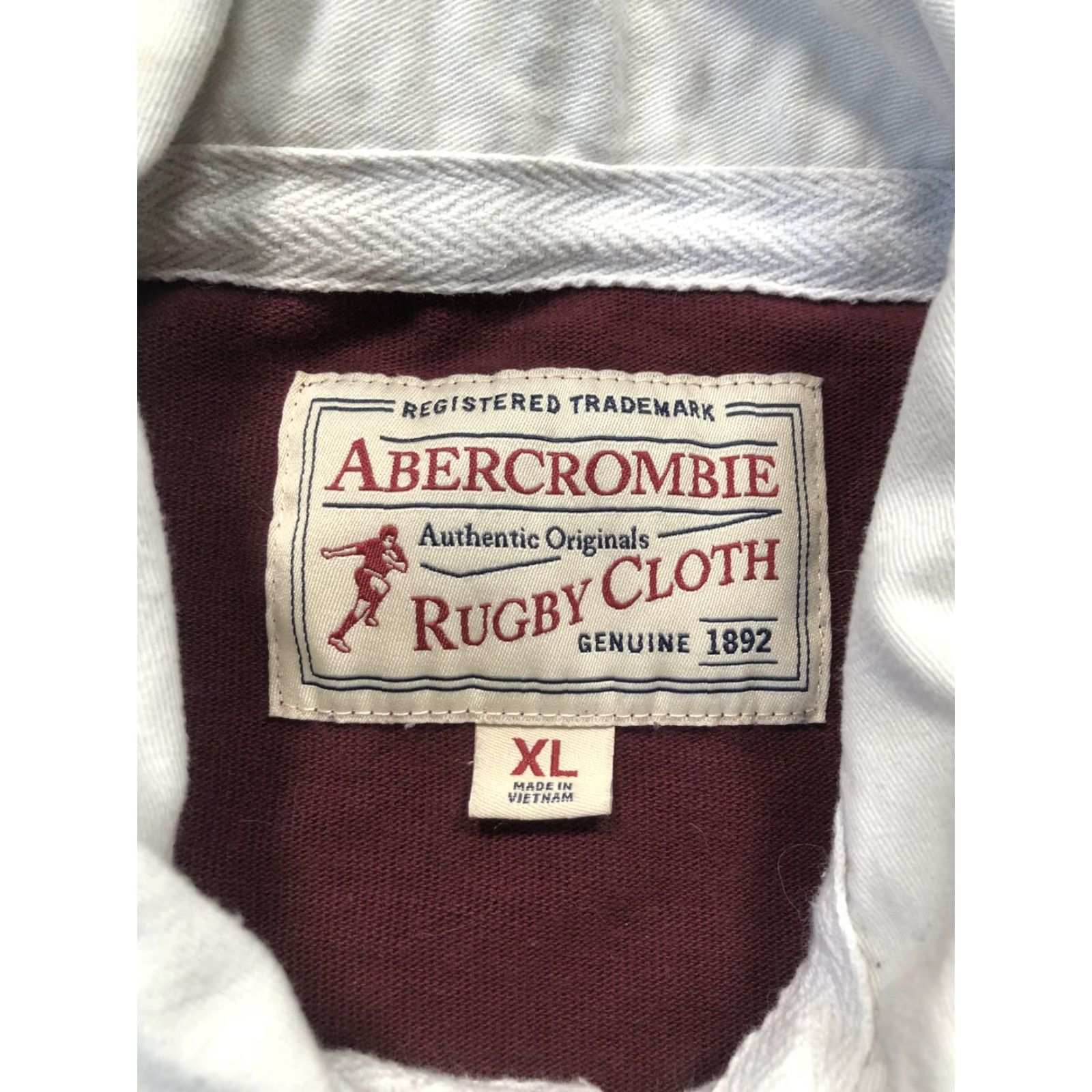 Abercrombie & Fitch VINTAGE Abercrombie Shirt Mens XL Burgundy Pink Rugby Stripe Long Sleeve Logo Collar Size US XL / EU 56 / 4 - 7 Thumbnail