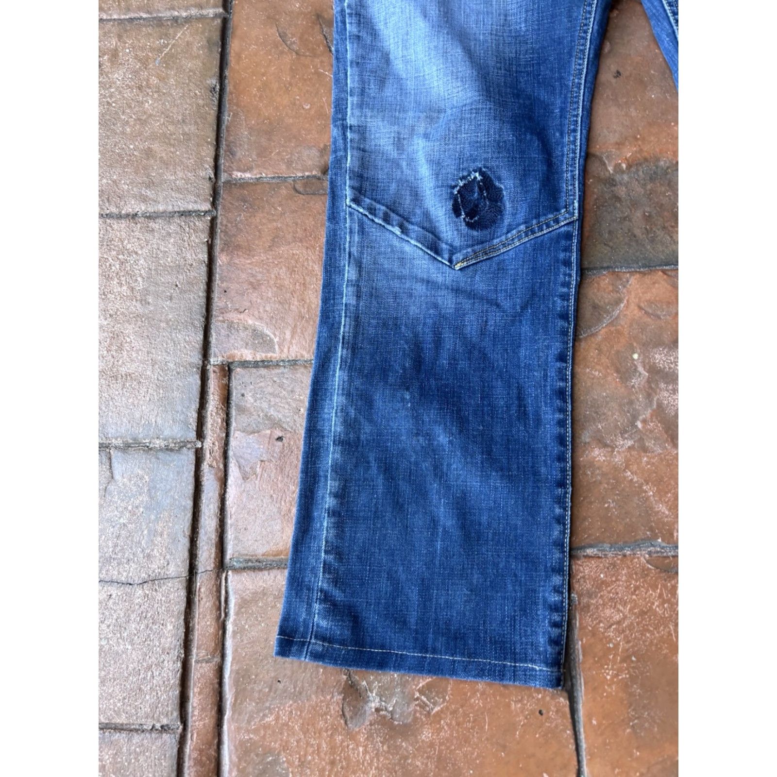 Tommy Hilfiger VINTAGE Tommy Hilfiger Jeans Scanton Double Knee Slim Fit 36x27.5 Blue Denim Mens Grunge 90s Side Distressing Logo Stonewashed Size US 36 / EU 52 - 6 Thumbnail