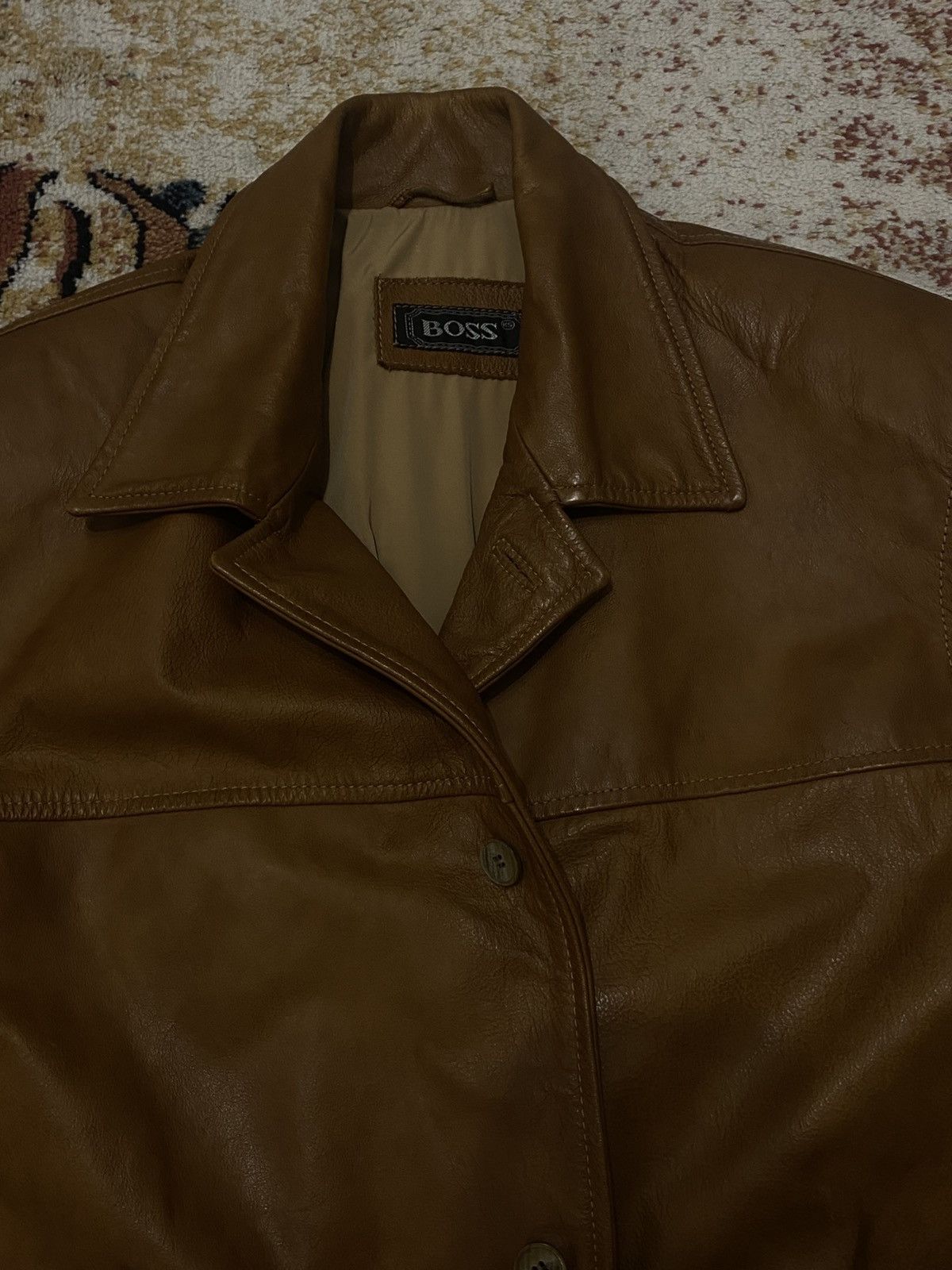 Hugo Boss Brown vintage leather jacket Size US XL / EU 56 / 4 - 2 Thumbnail