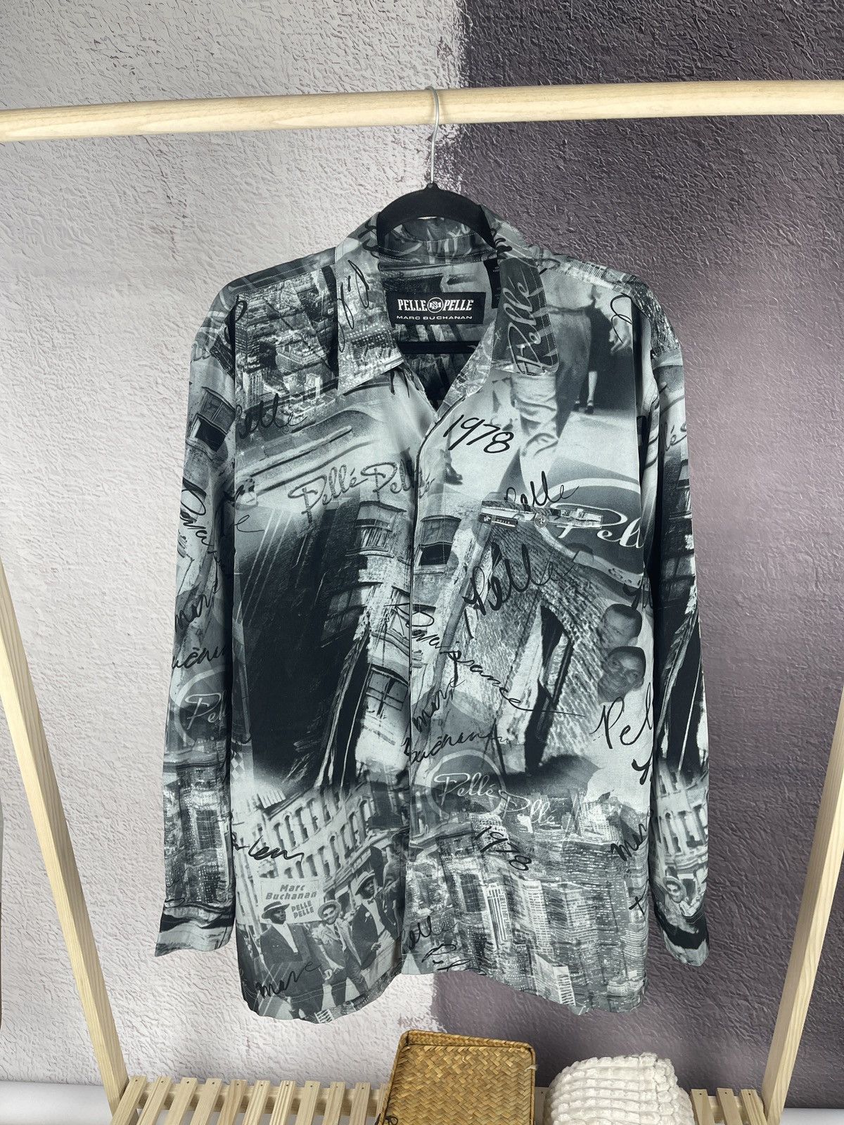 image of Marc Buchanan Allover Print 1978 Long sleeve Shirt, Men's (Size Medium)