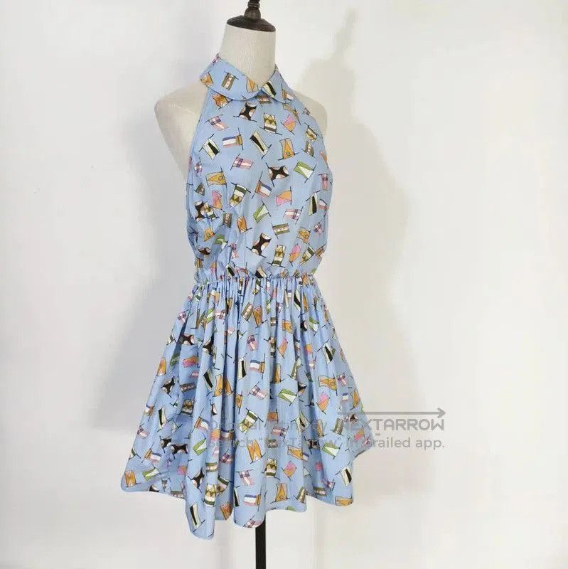 Miu Miu Miu Miu Light Blue Cotton Summer Dress . Size L / US 10 / IT 46 - 3 Thumbnail