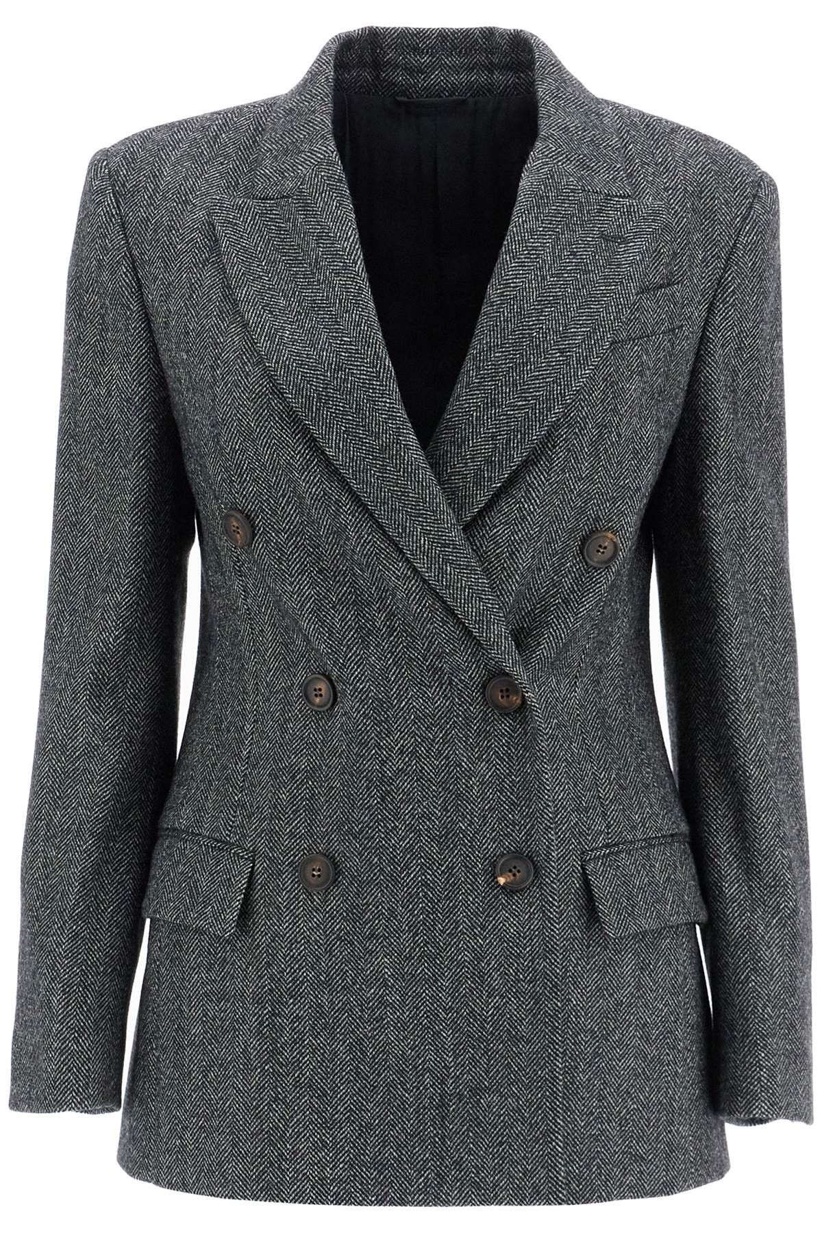 Brunello Cucinelli BRUNELLO CUCINELLI "Chevron Wool Carded Techno Jacket" Size S / US 4 / IT 40 - 1 Thumbnail