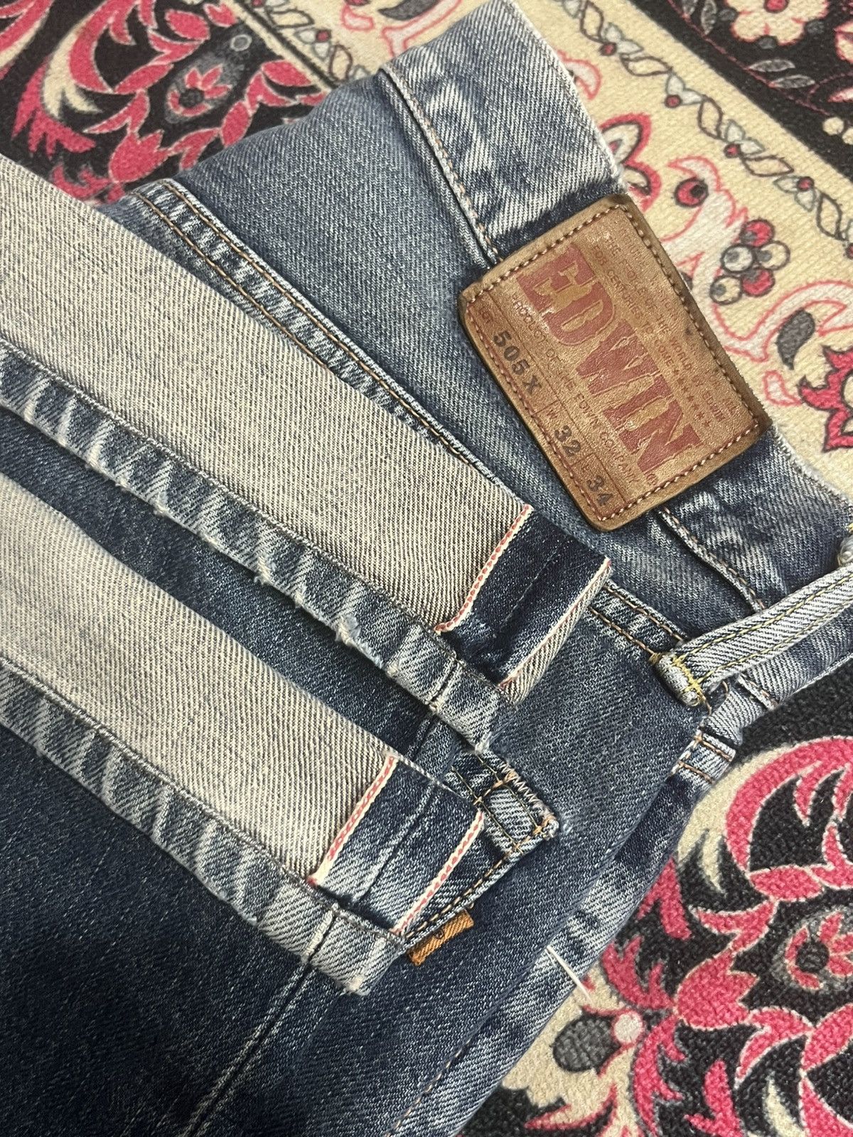 Edwin Vintage Edwin 505X Blue Washed Selvedge Frayed Leg Jeans Size US 32 / EU 48 - 15 Thumbnail