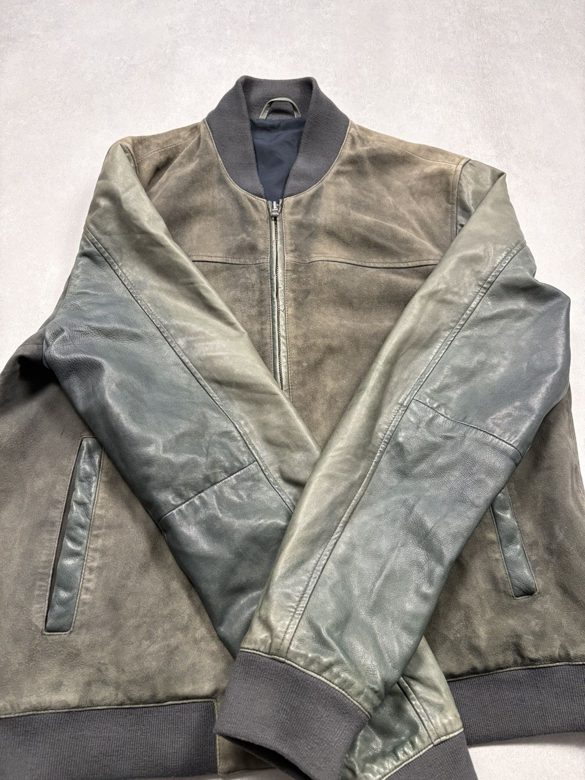 Hackett Hackett London Two-Tone Goat & Lamb Leather Bomber Jacket L Size US L / EU 52-54 / 3 - 6 Thumbnail