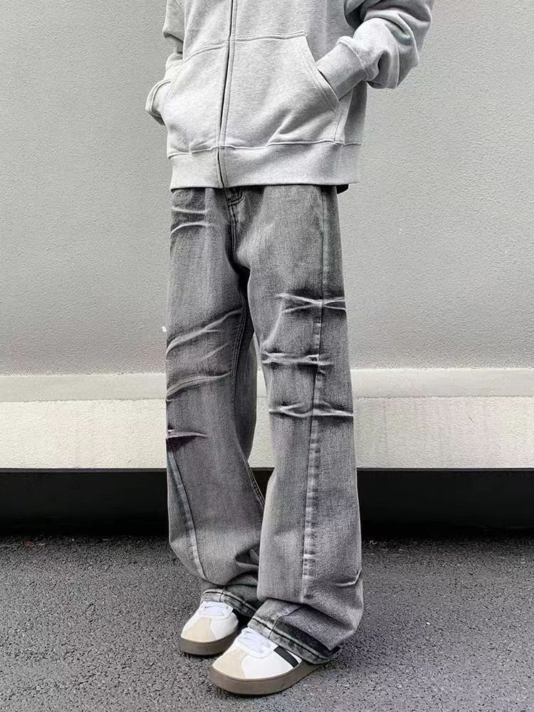 Vintage Irregular Distressed Textured Design Jeans