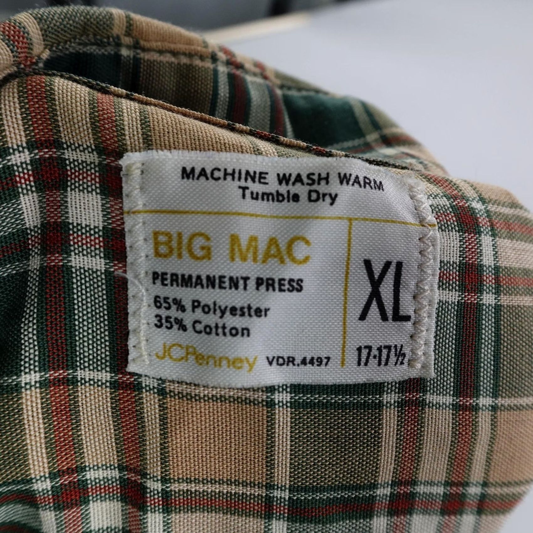 Vintage VINTAGE Big Mac Shirt Mens XL Green Beige Plaid Button Up Work Short Sleeve 80s Size US XL / EU 56 / 4 - 6 Thumbnail