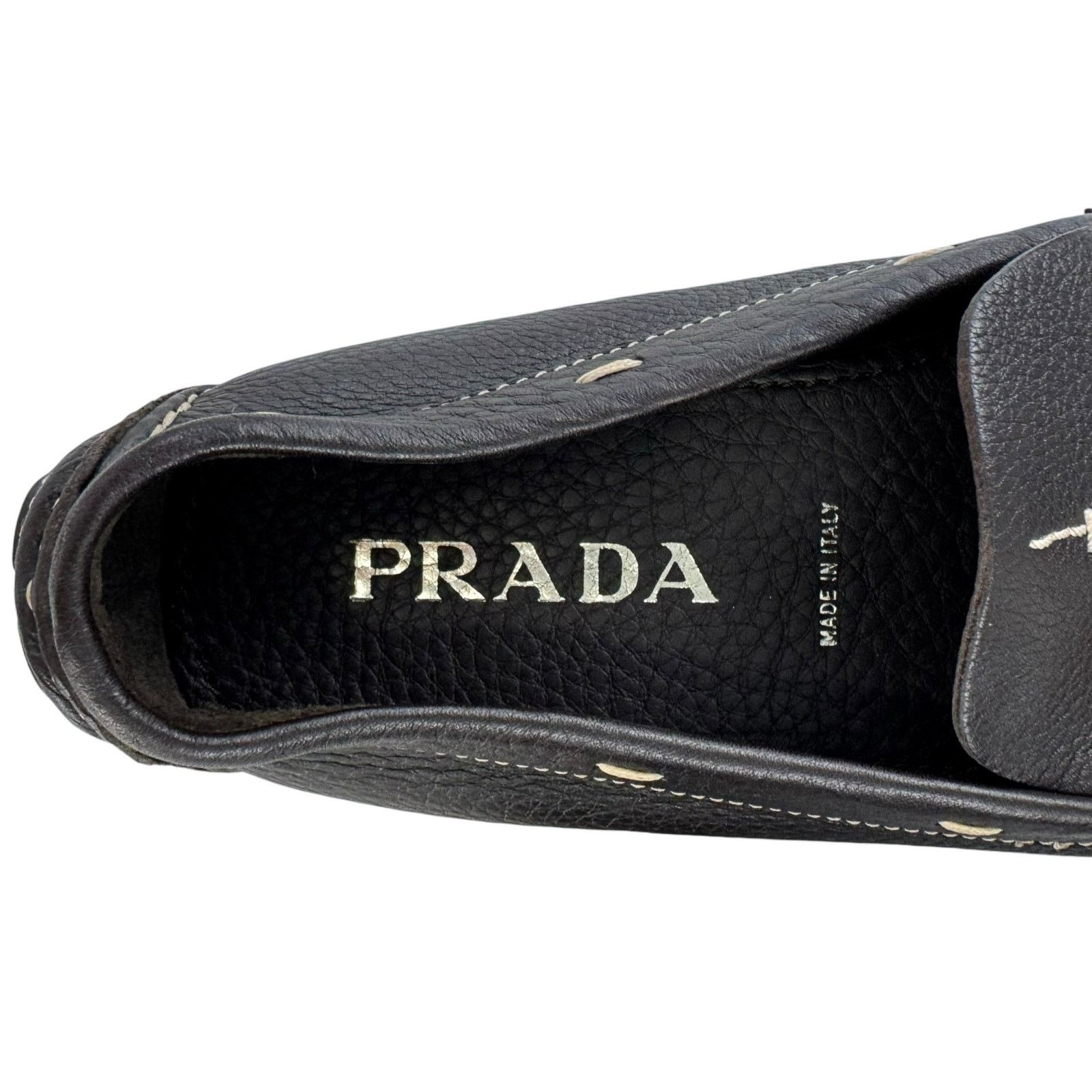 Prada Prada Brown Pebbled Leather Loafers Size US 8 / IT 38 - 12 Thumbnail