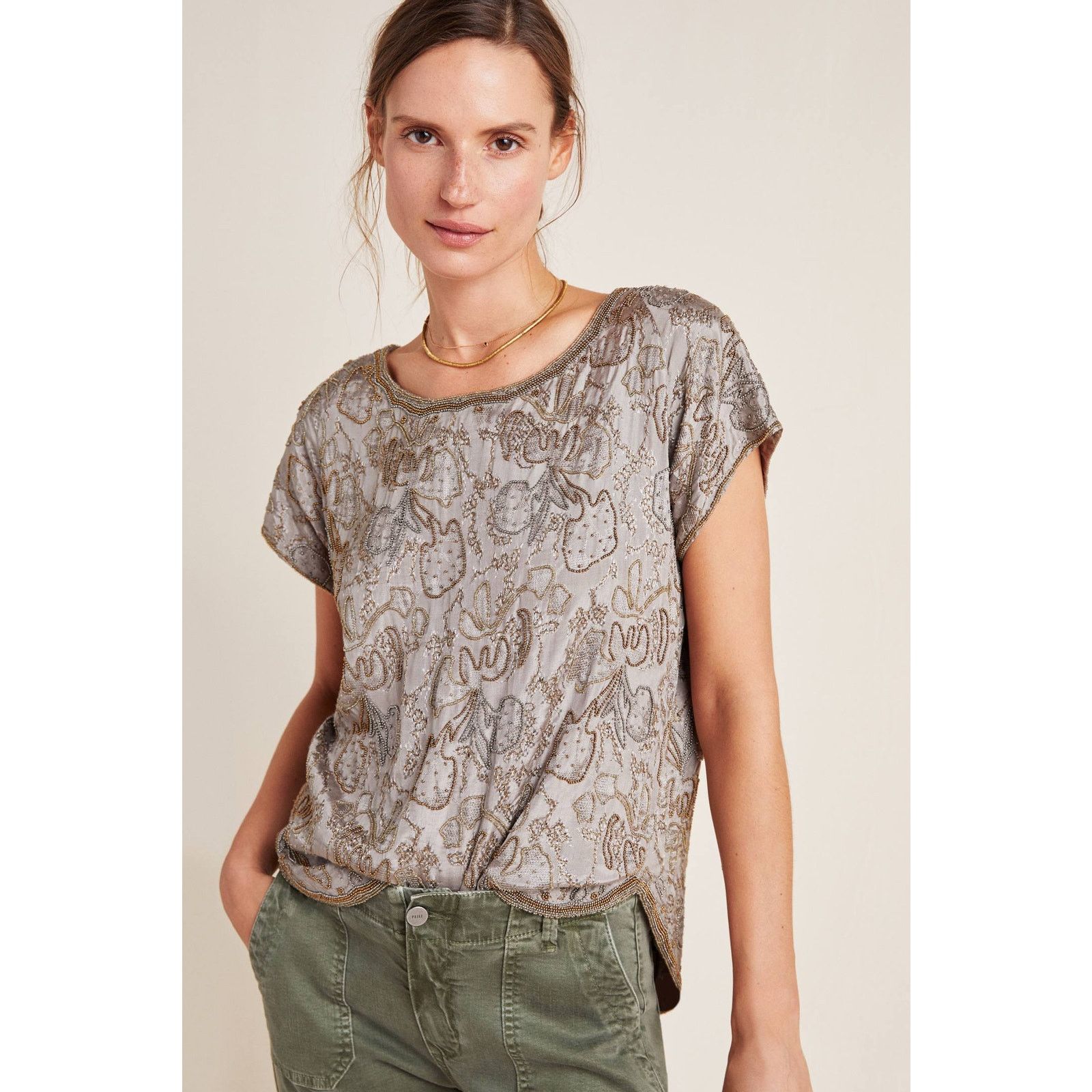 Anthropologie New LOVE SAM Lorelei Hand Beaded Blouse $325 Size Small Size S / US 4 / IT 40 - 1 Thumbnail