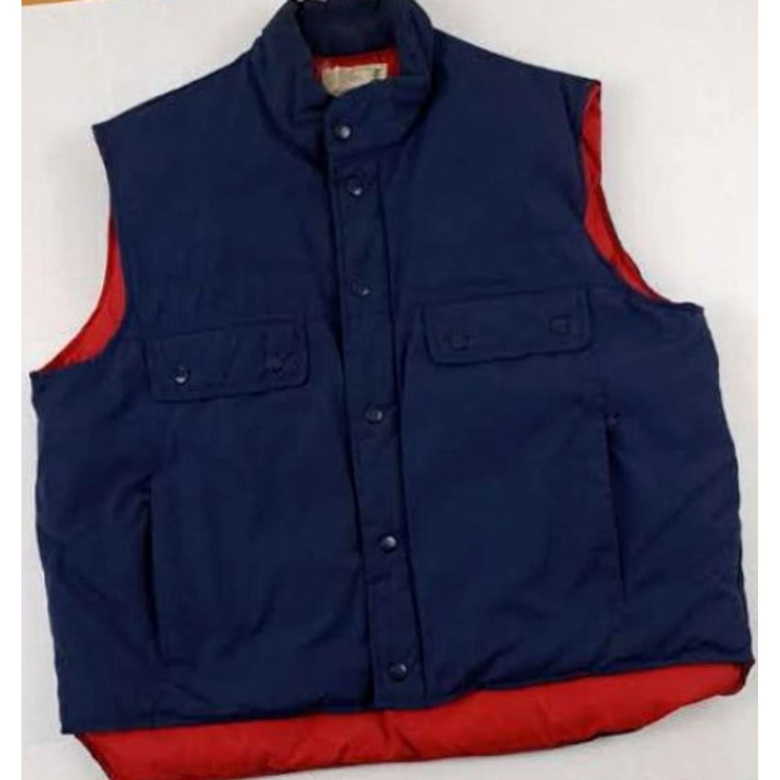 Sears VINTAGE Sears Fieldmaster Down Zip&Button Outdoor Vest XL 46/48 Men Vest Blue & Red Nylon 1970s 80s Bodywarmer Size US M / EU 48-50 / 2 - 5 Thumbnail
