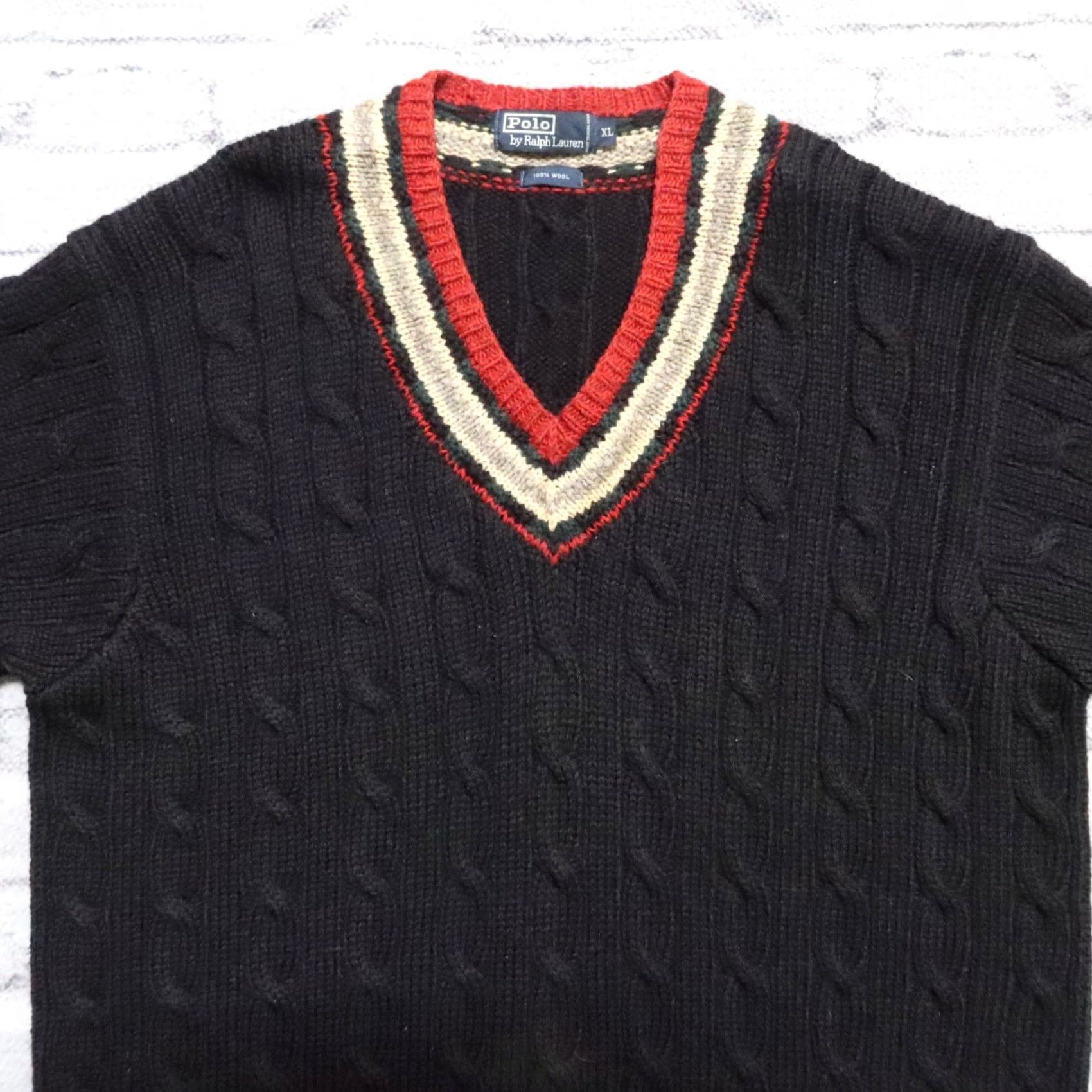 Hanes Vintage Ralph Lauren Polo by Ralph Lauren V-Neck Knit Sweater Shirt XL Black Mens VIA Size US XL / EU 56 / 4 - 3 Thumbnail
