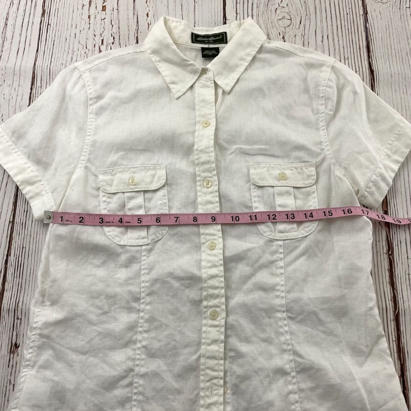 Eddie Bauer Eddie Bauer White Linen Top Blouse Shirt Women's M Size M / US 6-8 / IT 42-44 - 3 Thumbnail