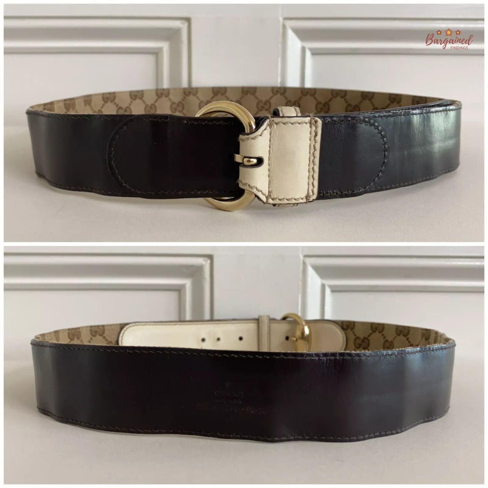 Gucci Gucci Brown Monogram Canvas Leather Gold Horsebit Ring Belt Size 32 - 2 Thumbnail
