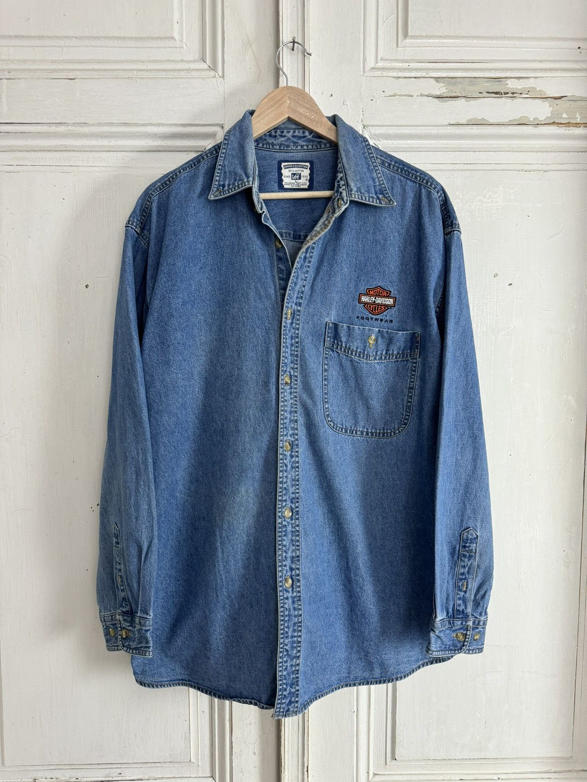 Harley Davidson × Lee × Vintage Lee Harley Davidson Vintage Denim Jeans Shirt Size US L / EU 52-54 / 3 - 2 Thumbnail