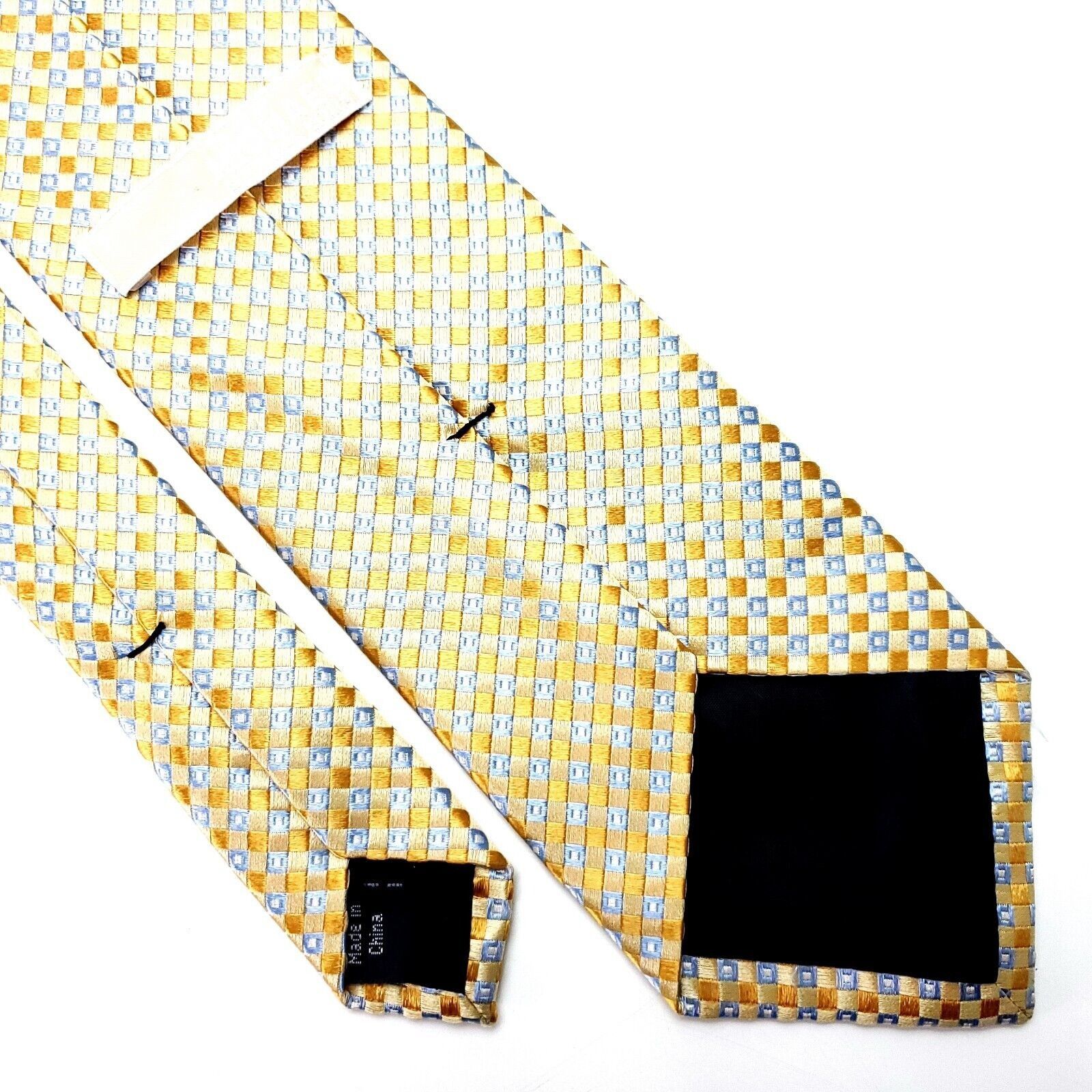 Michael Kors Michael Kors Silk Tie Yellow Woven Blue Check Size ONE SIZE - 3 Thumbnail