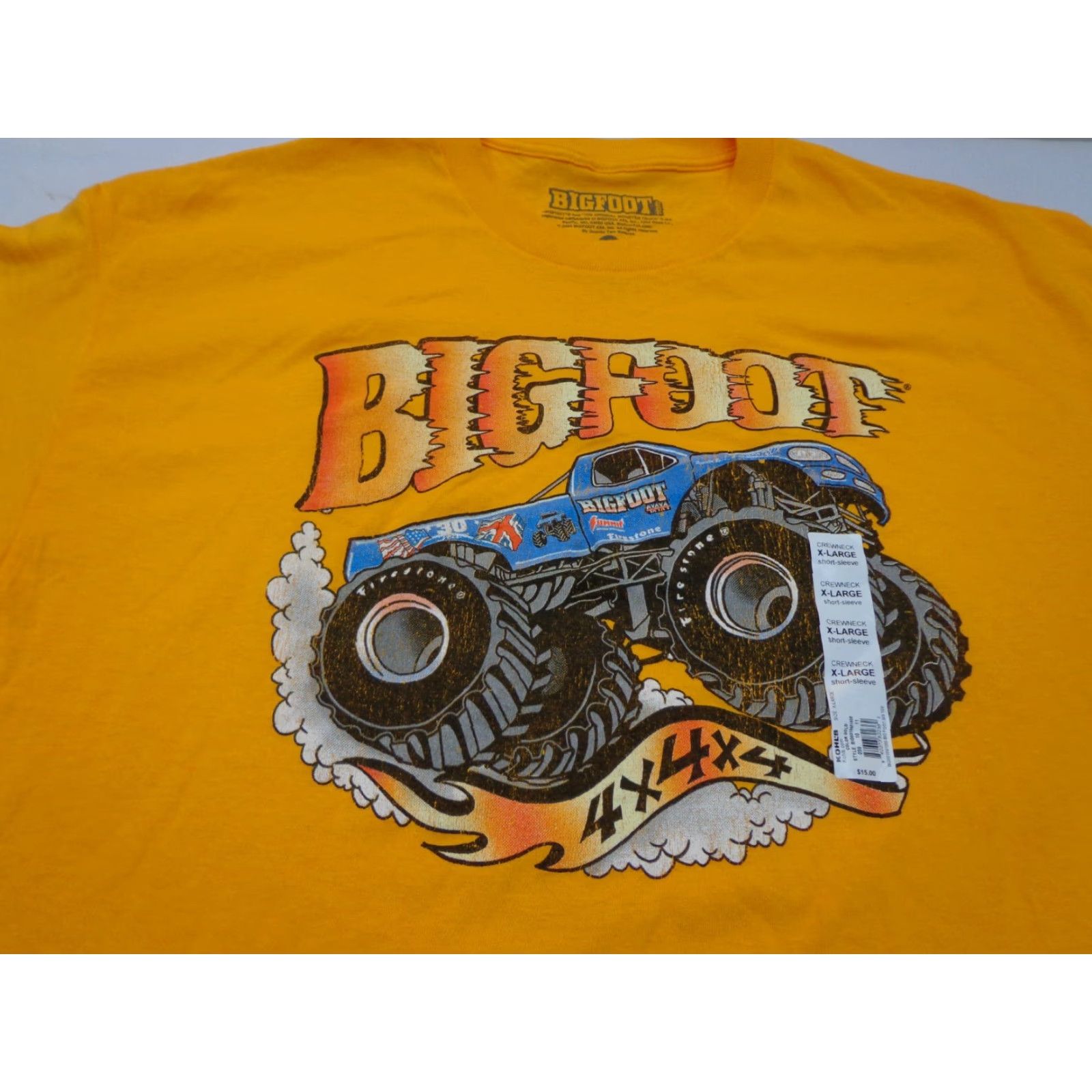 Vintage Bigfoot New 4x4x4 Monster Truck Graphic Tee T-Shirt Men's XL Gold Crew Neck Short Sleeve Cotton Size US XL / EU 56 / 4 - 2 Thumbnail