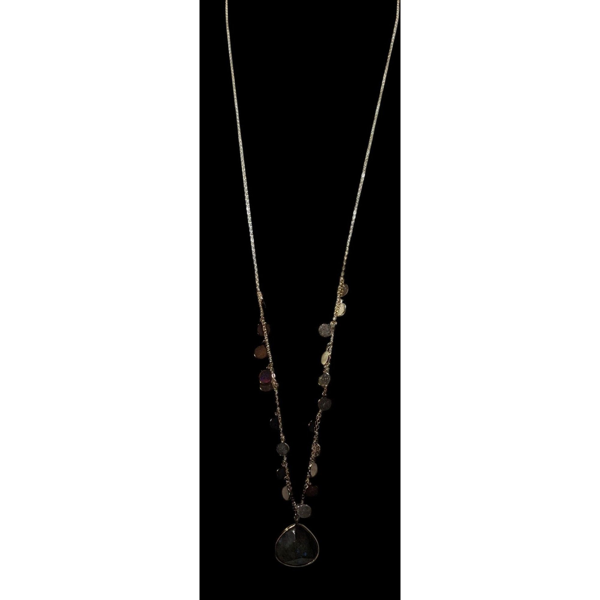 Other Boho Chic Gold Tone Charm Necklace With Teardrop Labradorite Size ONE SIZE - 9 Thumbnail