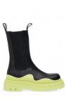 Black Tall Tire Chelsea Ankle Boots with grass sole