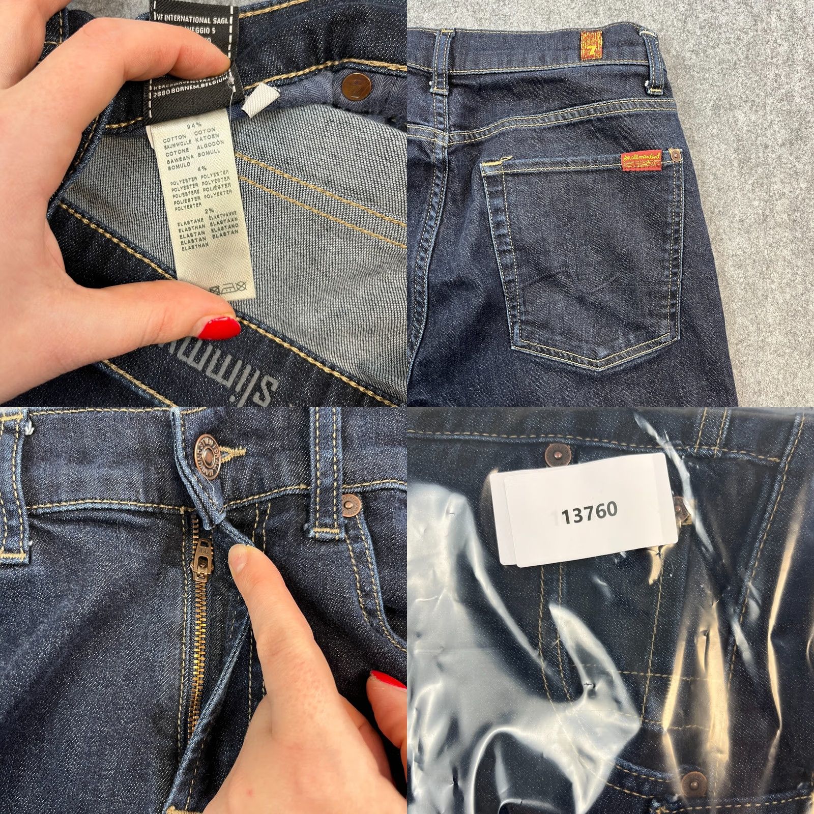 7 For All Mankind 7 For All Mankind Jeans Slim Skinny 31 Dark Blue Denim 5-Pocket Logo Button Zip Mens Regular Slim 7 For All Mankind Jeans Size US 31 - 8 Thumbnail