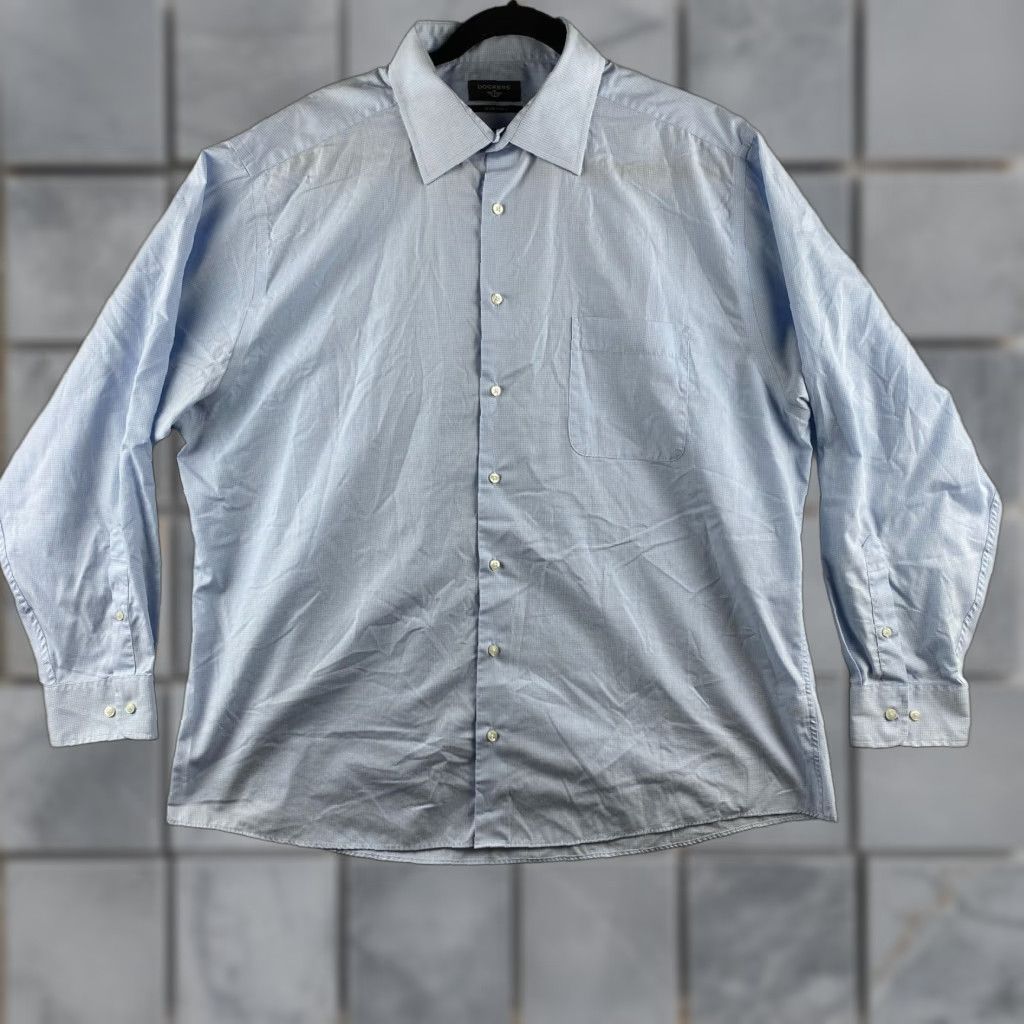 Dockers DOCKERS Button-Up Shirt Mens XL Blue Cotton Front Pocket Long Sleeve Knit Check-Pattern Size US XL / EU 56 / 4 - 1 Thumbnail