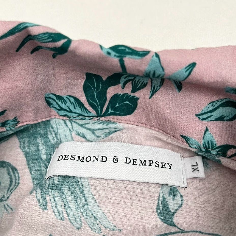 Vintage VINTAGE Desmond & Dempsey Pajama Top Women's XL Pink Green Bromley Parrot Button Up Shirt Size XL / US 12-14 / IT 48-50 - 2 Thumbnail