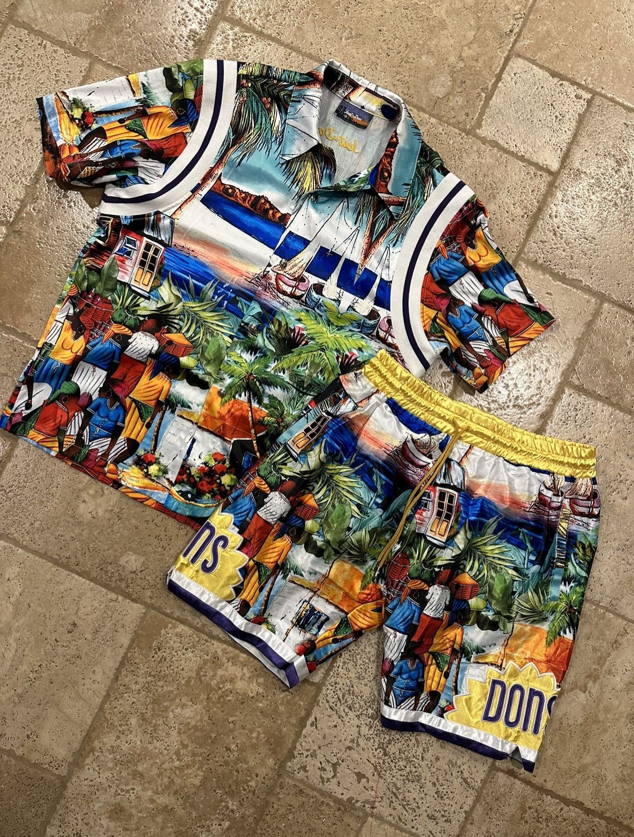 image of Just Don The Islanders Island Market Shirt & Shorts Set, Men's (Size Medium)