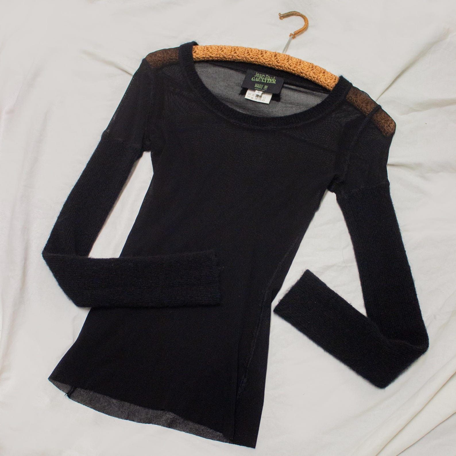 Jean Paul Gaultier Jean Paul Gaultier 90s Top: Black Nylon Mohair Sleeve (S) Size S / US 4 / IT 40 - 1 Thumbnail