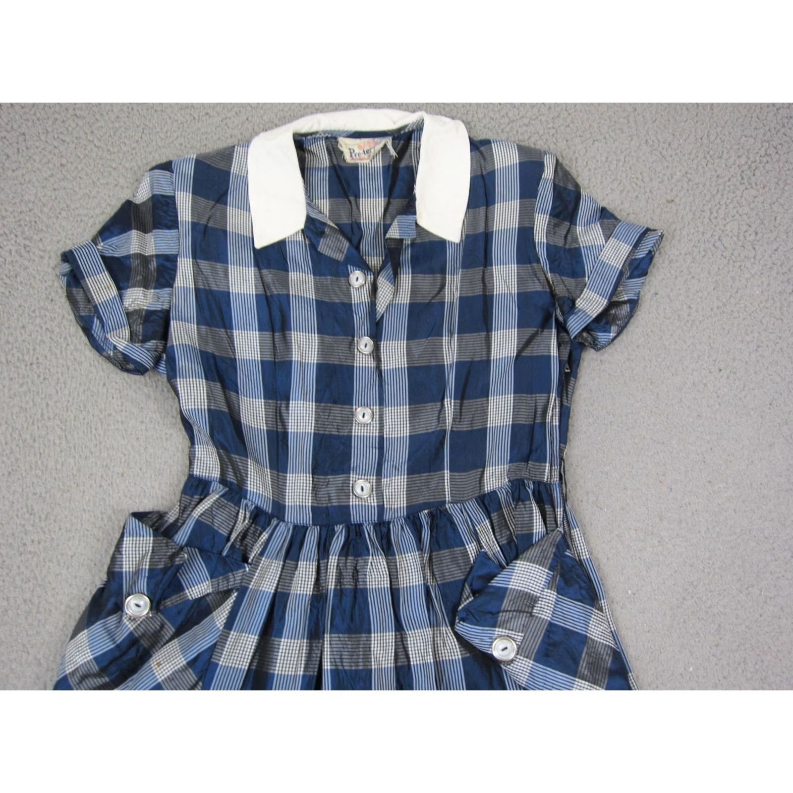 Vintage Vintage Missy Teens Mod Dress XS Blue Plaid A-Line True 60s 70s Extra Small Size XS / US 0-2 / IT 36-38 - 2 Thumbnail