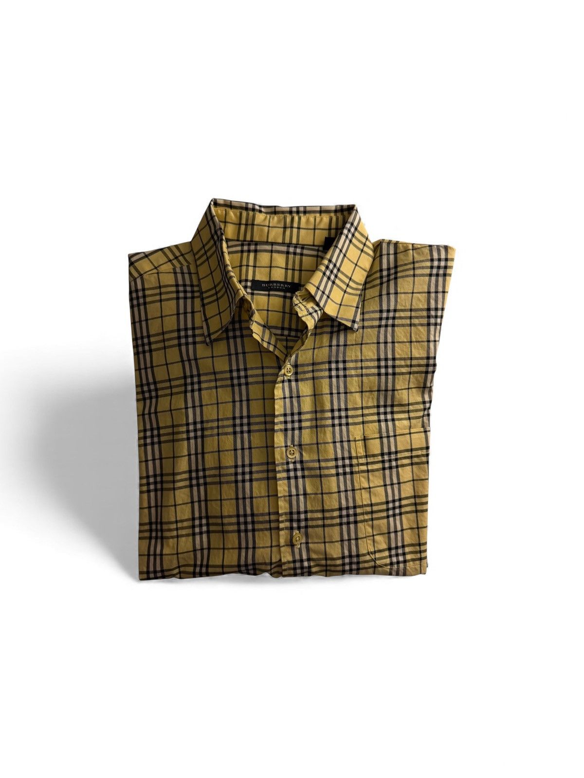 Burberry Burberry London Vintage Yellow Nova Check Short Sleeve Shirt Size US L / EU 52-54 / 3 - 1 Thumbnail