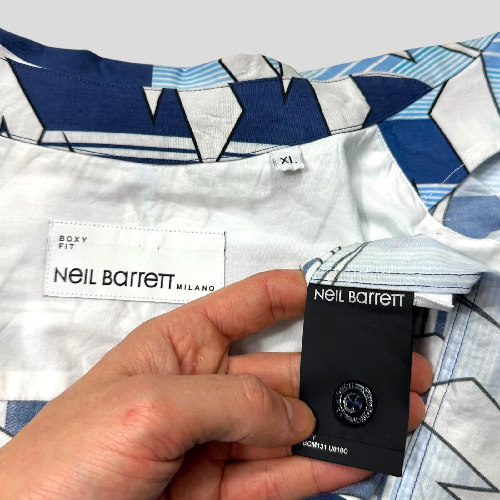 Neil Barrett Neil Barrett 2023 Boxy Cuban Split Lightning Bolt Shirt - XL Size US XL / EU 56 / 4 - 5 Thumbnail