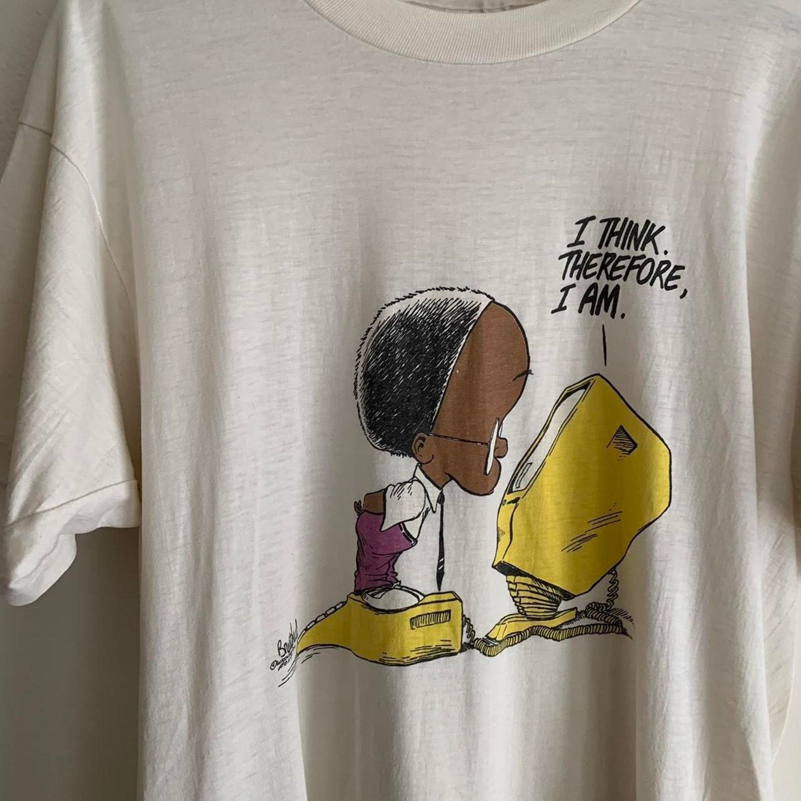Vintage Vintage 80s “I Think. Therefore, I Am” t shirt Size US XL / EU 56 / 4 - 2 Thumbnail