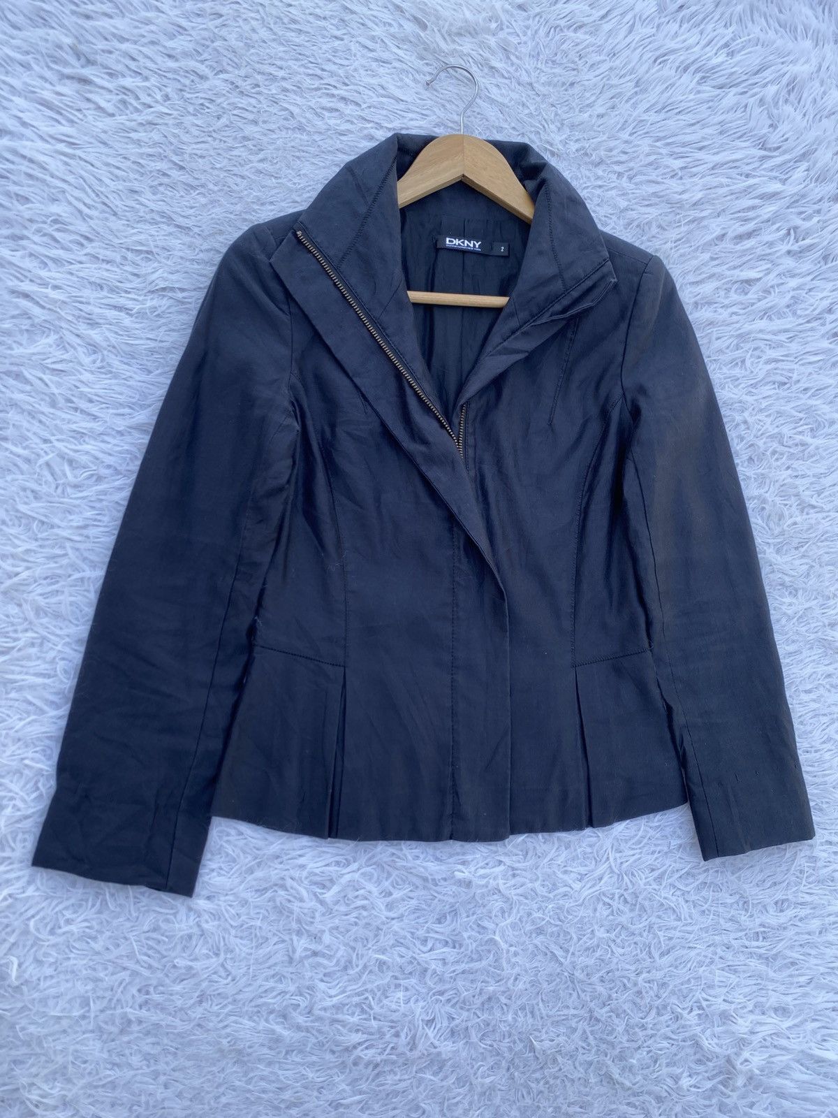 DKNY Rare DKNY Classic Black Cotton Zipper Jacket Size XS / US 0-2 / IT 36-38 - 3 Thumbnail