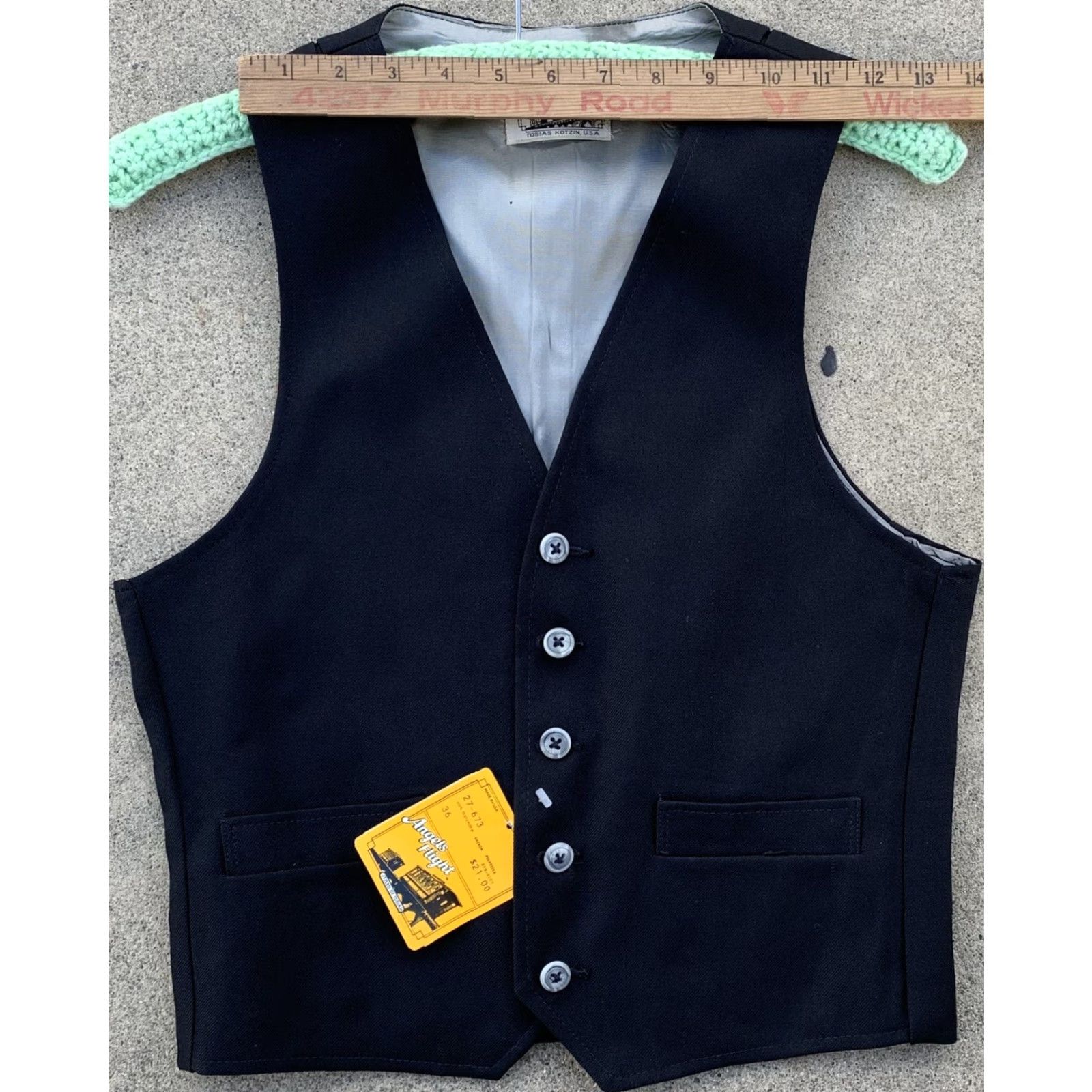 Vintage VINTAGE Angels FlightVest Mens 36 Black USA 70s 80s disco button lining holes tag original Size US XXS / EU 40 - 7 Thumbnail