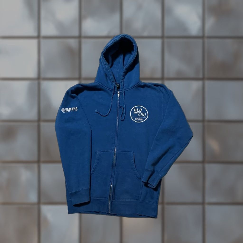 Vintage Yamaha Racing Blues Cru Motorsports MX Dirt Bike Blue Full Zip Fleece Hoodie M Mens Blue Full Zip Hoodie Size US M / EU 48-50 / 2 - 1 Thumbnail