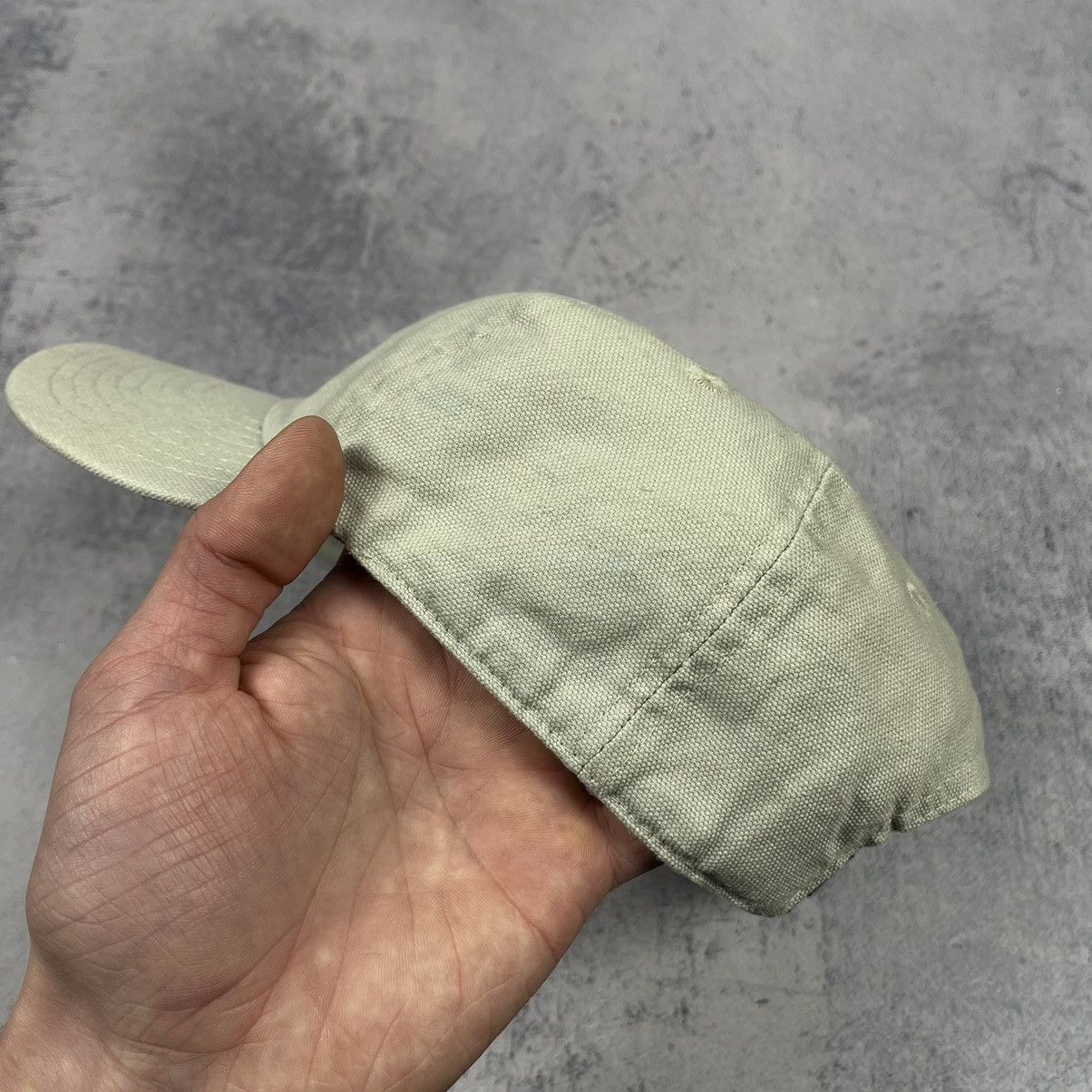 Nike × Vintage Vintage Nike rare big swoosh y2k beige cream cap 90’s Size ONE SIZE - 13 Thumbnail
