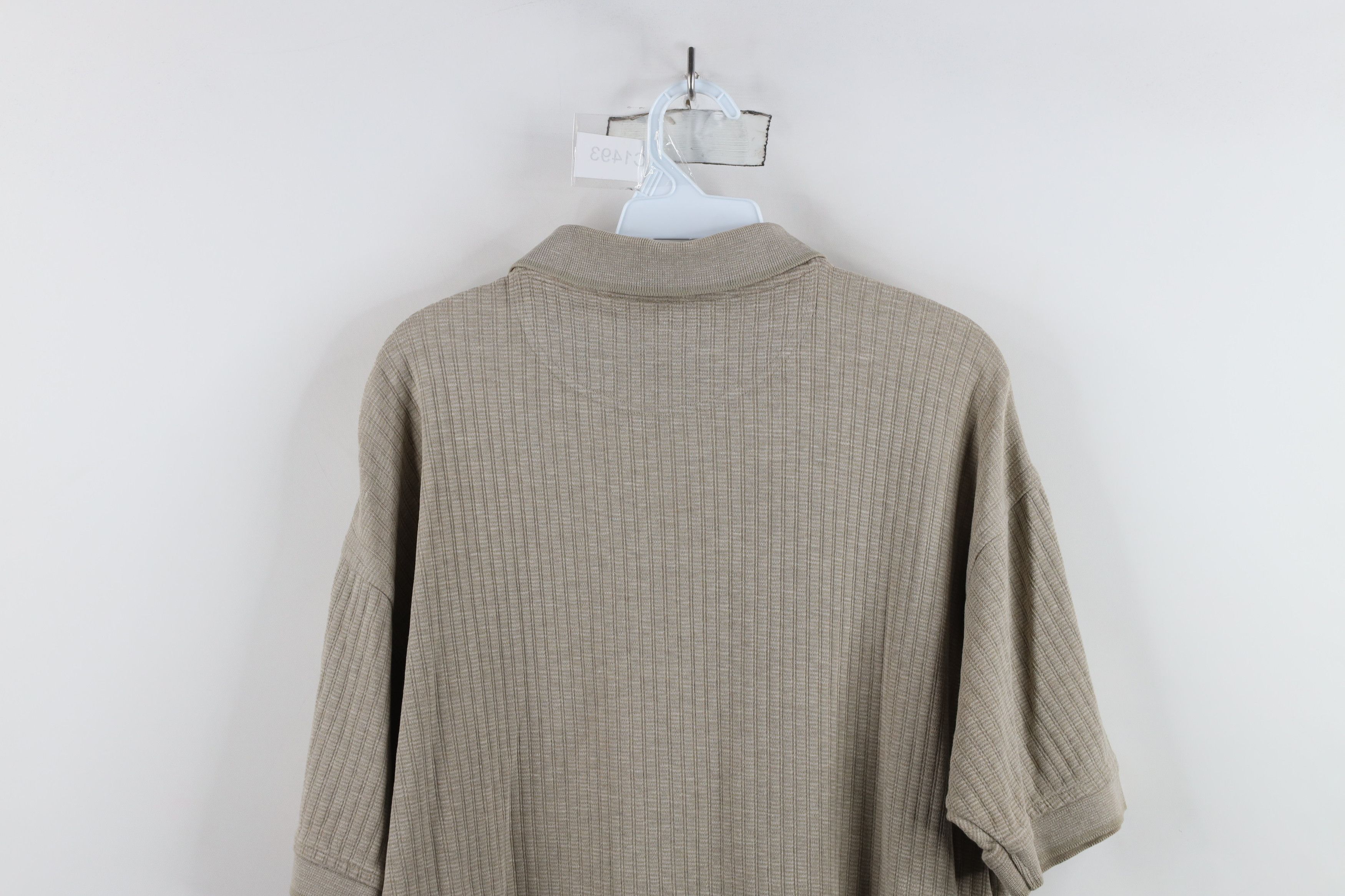 Vintage Vintage 90s Streetwear Textured Collared Polo Shirt Beige Size US M / EU 48-50 / 2 - 10 Thumbnail