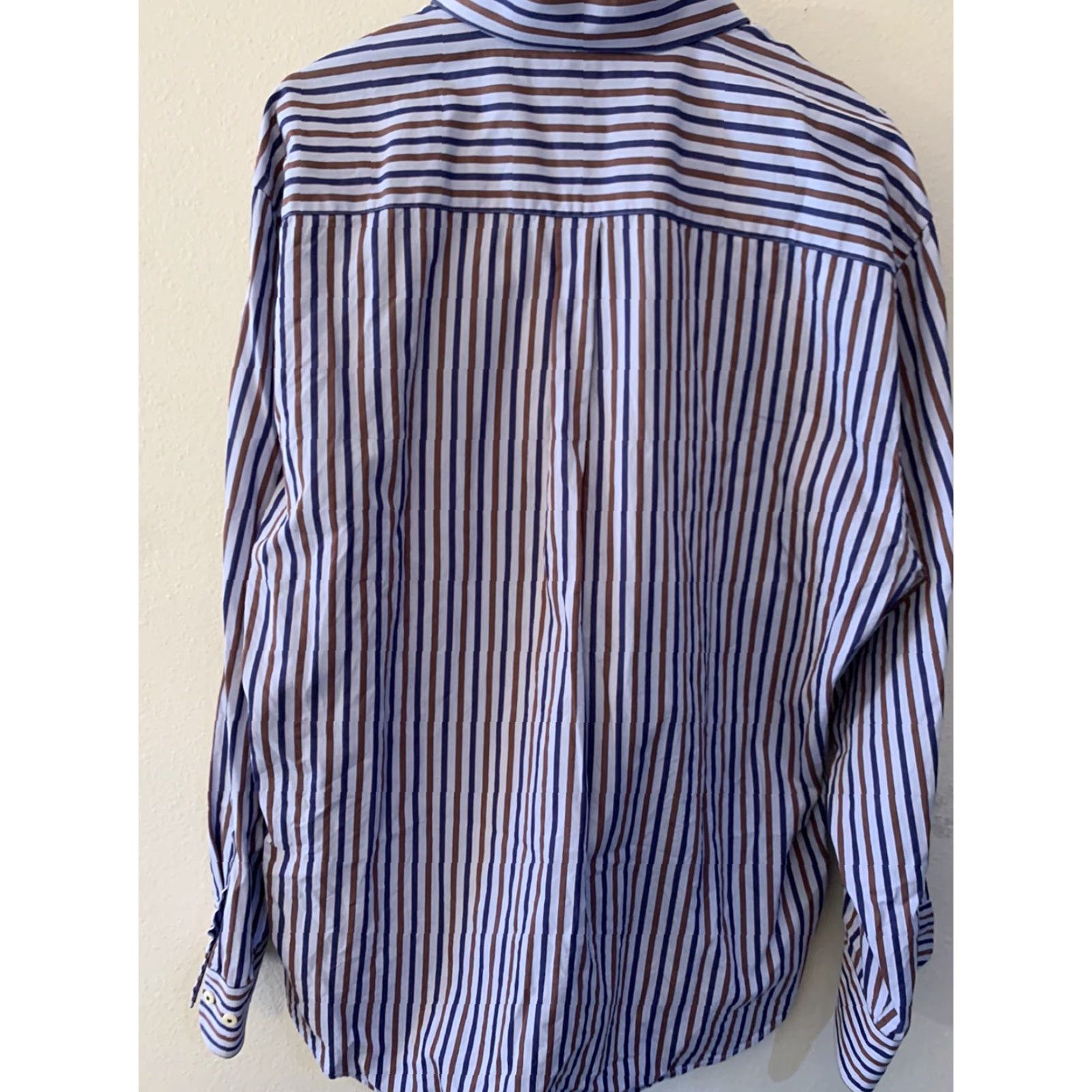Peter Millar Peter Millar Shirt XL Blue Striped Button-Front Long Sleeve Casual Men's Cotton Size US XL / EU 56 / 4 - 3 Thumbnail