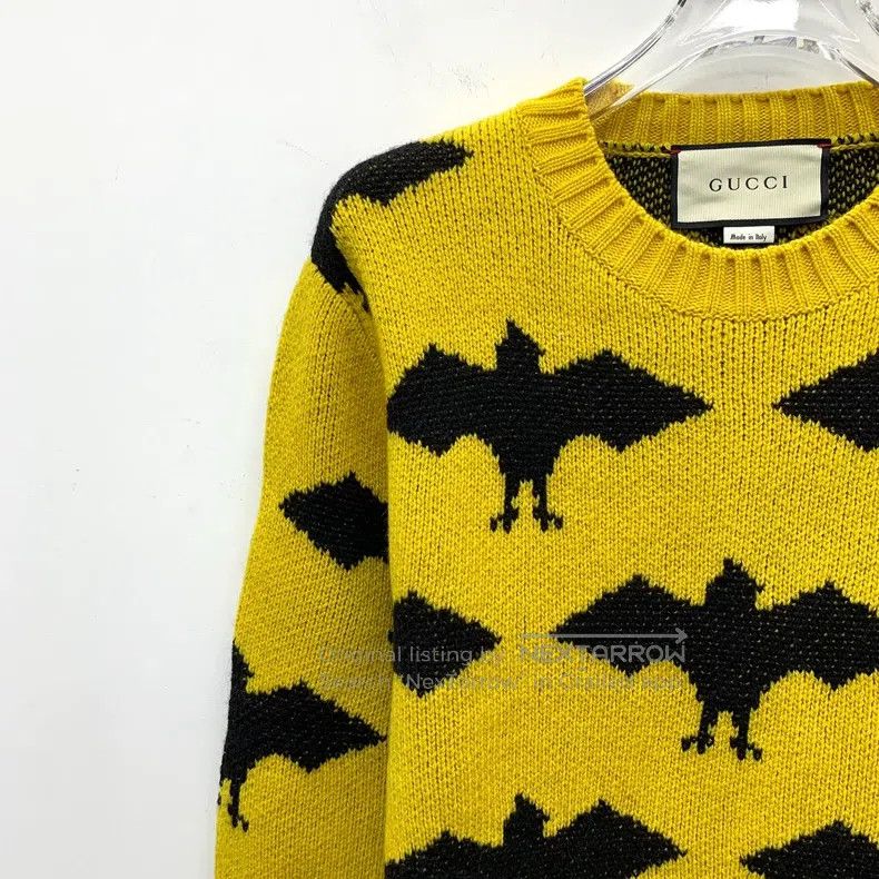Gucci Gucci Yellow bat inlay full print wool round neck long-sle Size US S / EU 44-46 / 1 - 3 Thumbnail
