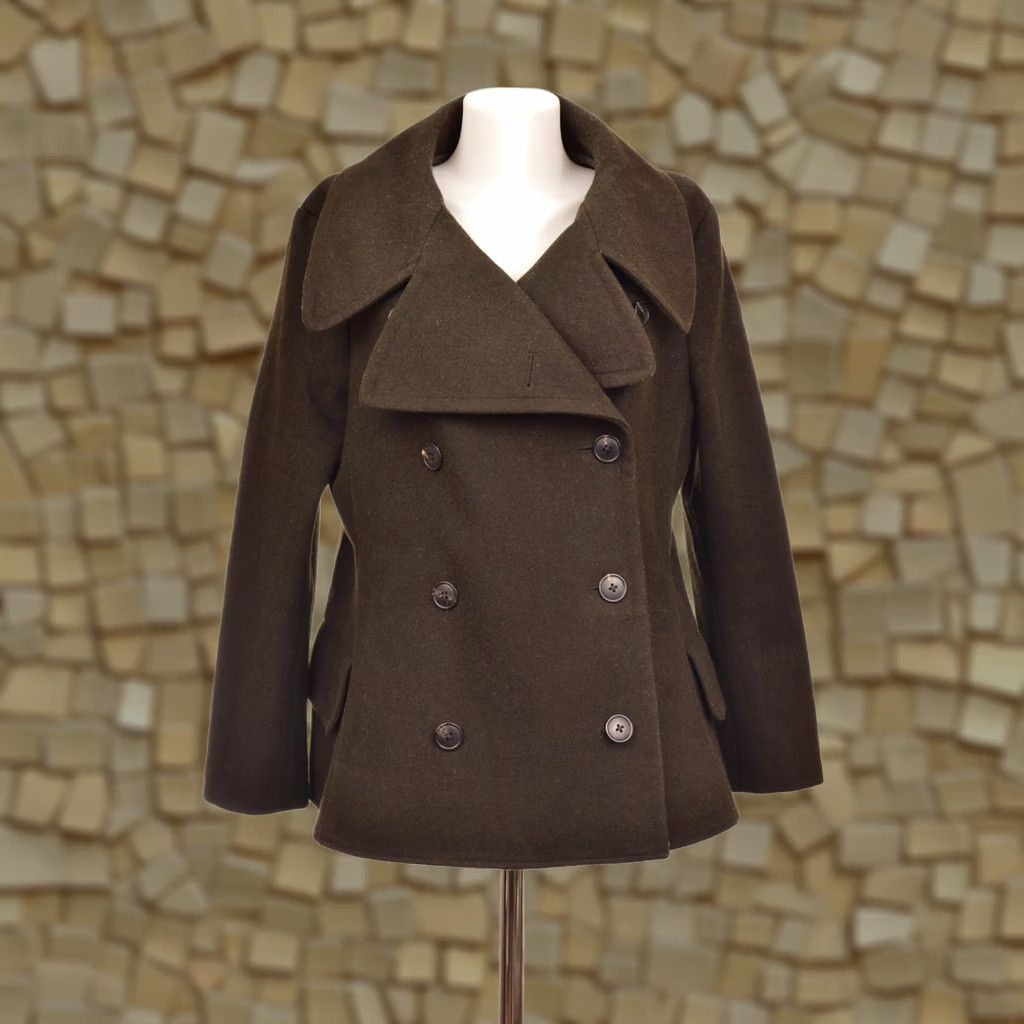 Uniqlo DDP Uniqlo Jil Sander +J Big Collar Wool Blend Pea Coat Coat L Brown Womens XS XS? Size L / US 10 / IT 46 - 1 Thumbnail