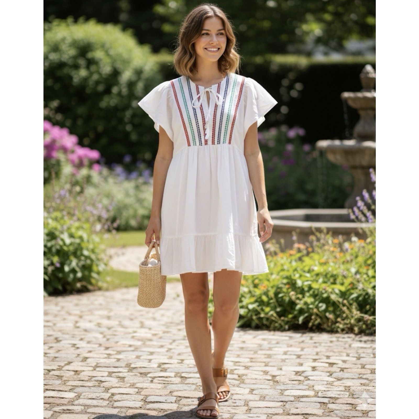 Other Knox Rose Women’s Dress XL White Embroidered Pockets GUC Size XL / US 12-14 / IT 48-50 - 1 Thumbnail