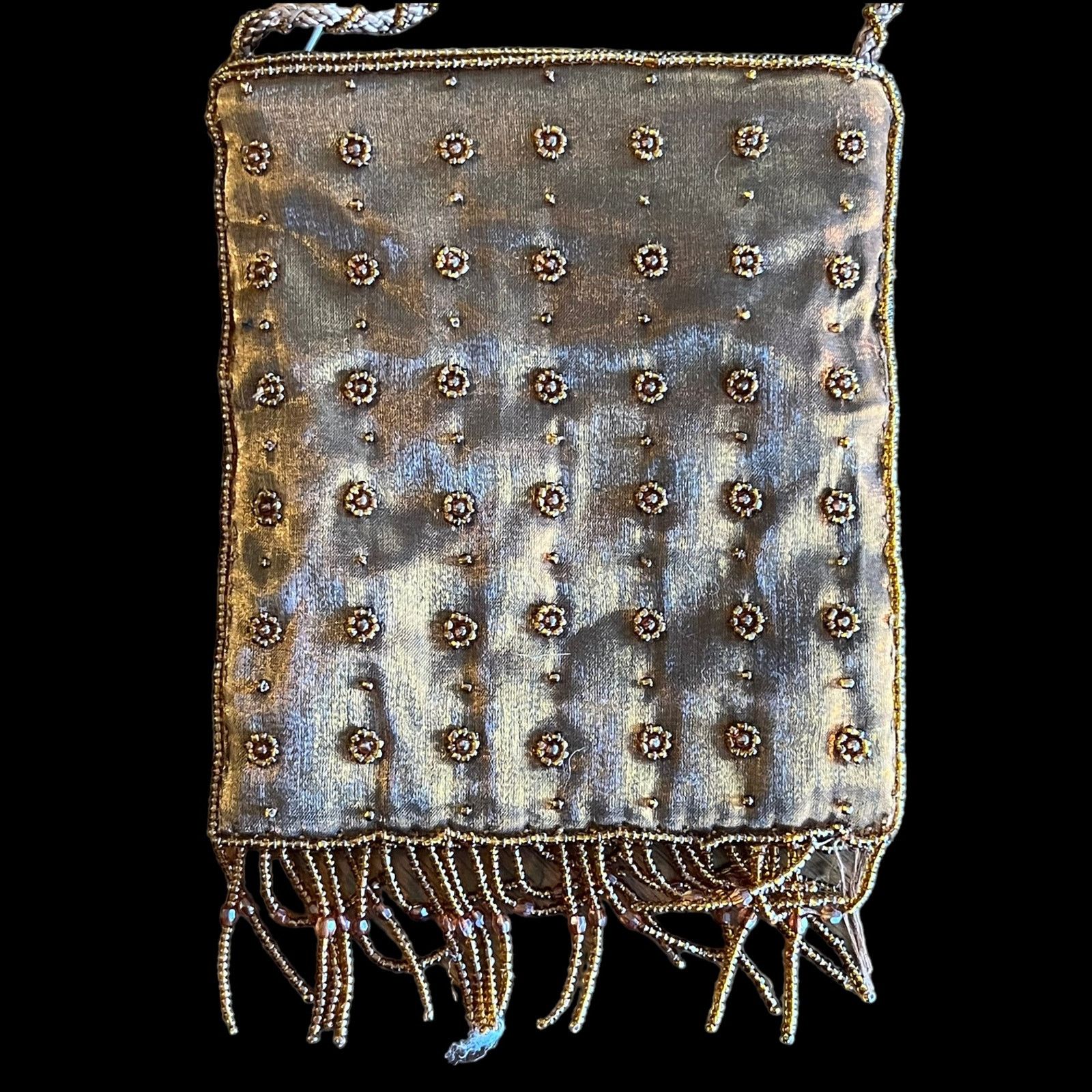 Other Vintage NYTLITES Chiffon Layered Beaded Purse Copper Brown Size ONE SIZE - 4 Thumbnail